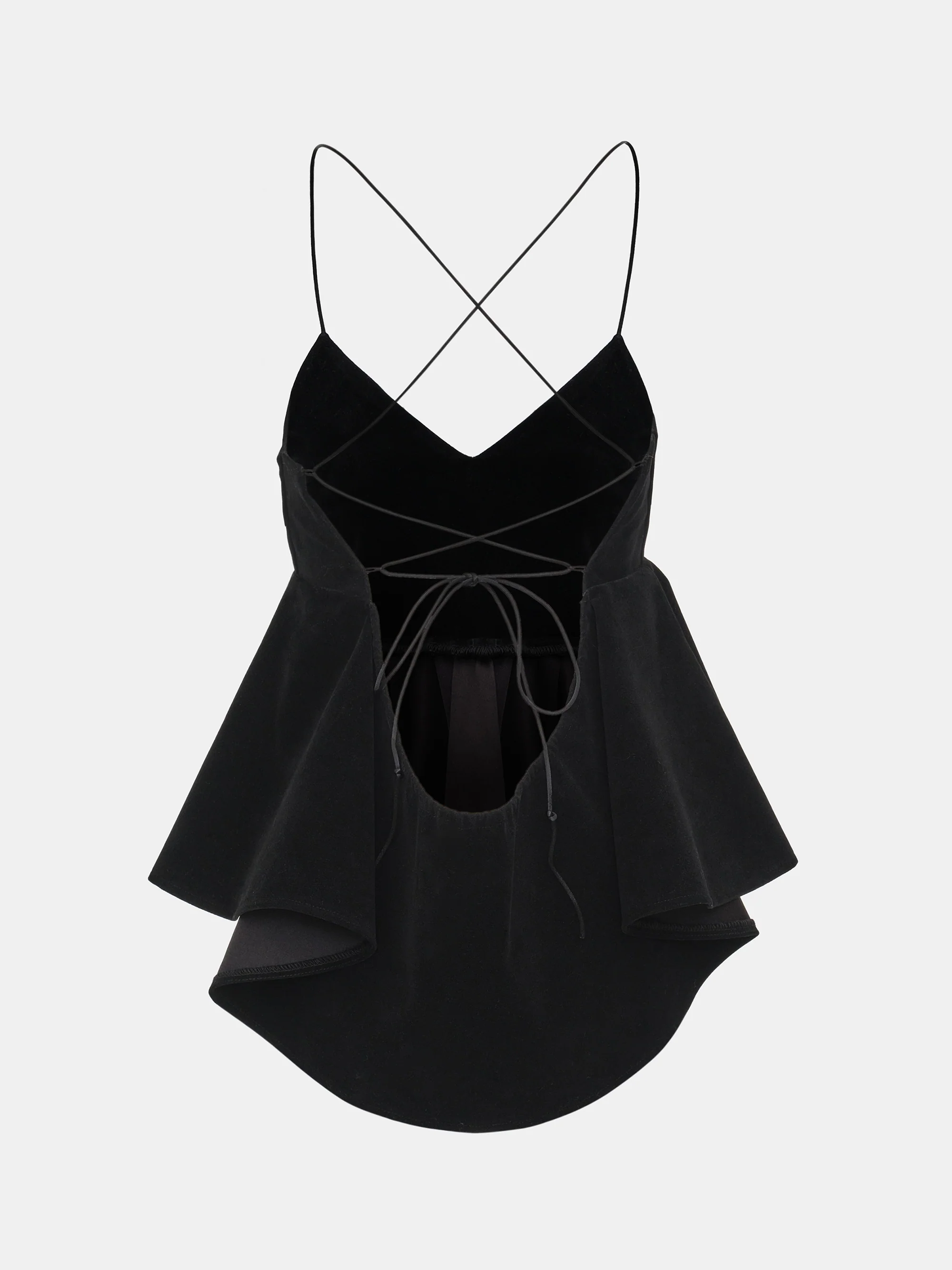 Suede Effect Peplum Strappy Top, Black - Image 6