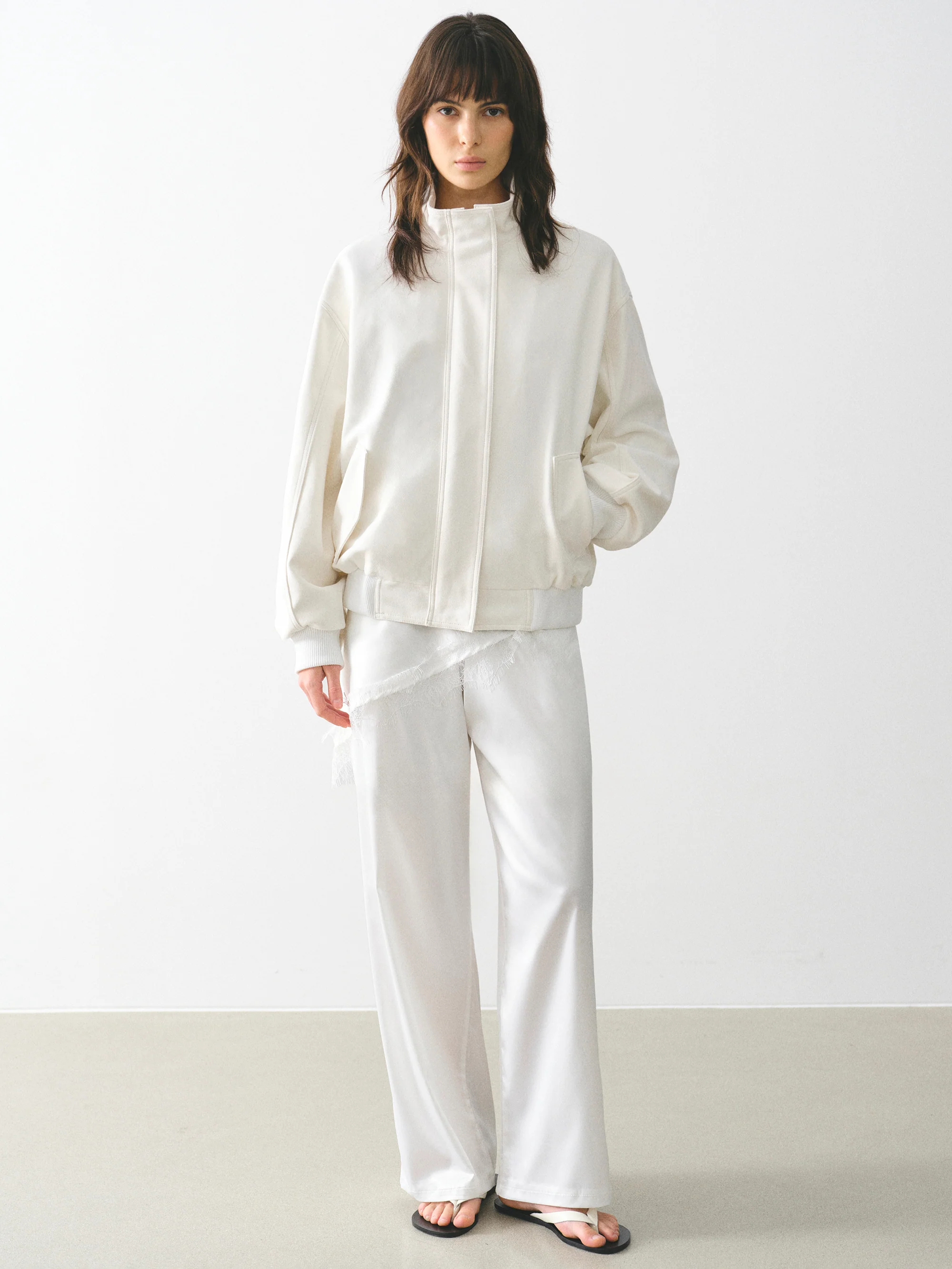 Suede-Effect Track Jacket, White - Image 4