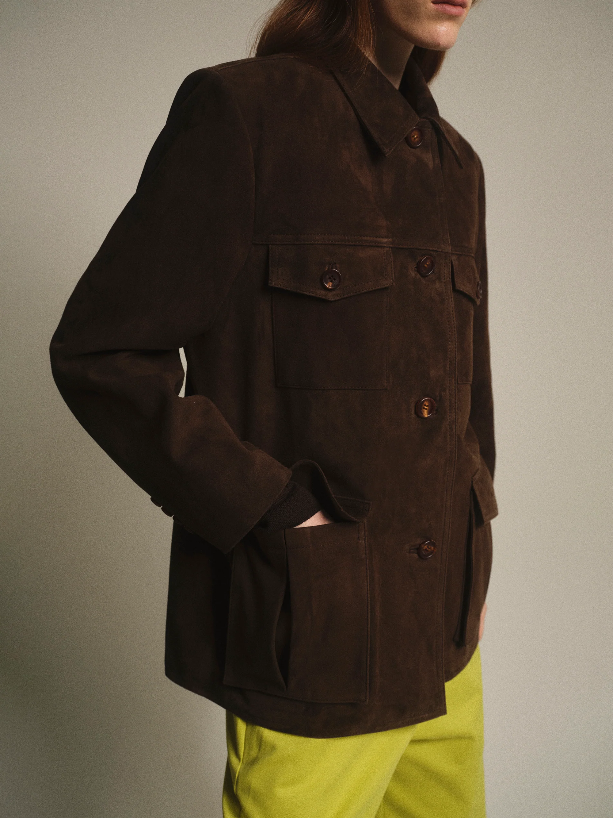 Suede Frock Jacket, Brown