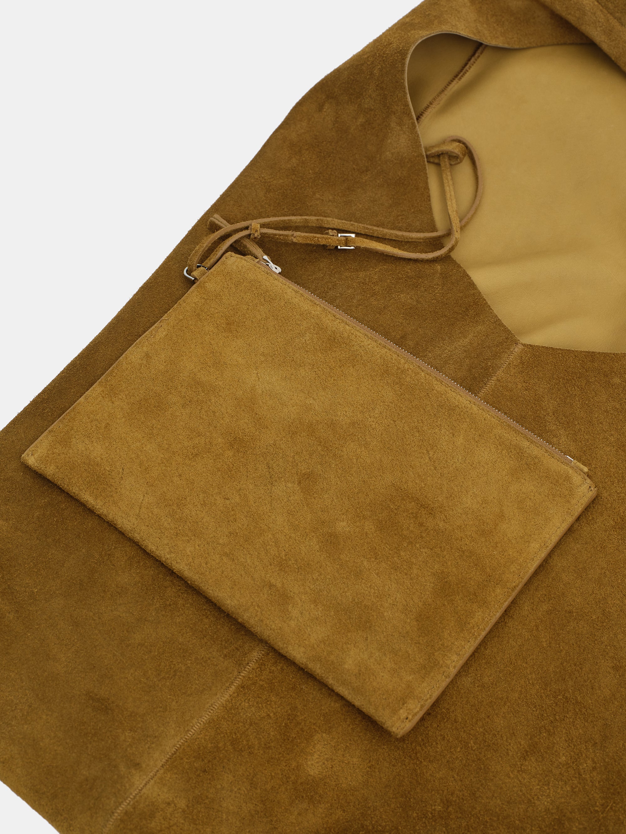 Suede Hobo Bag, Camel - Image 4