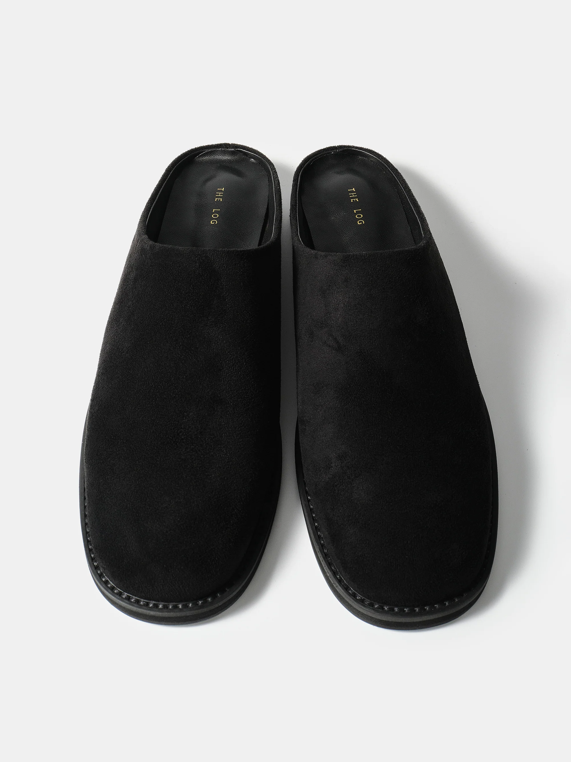Suede Mule Loafers, Black