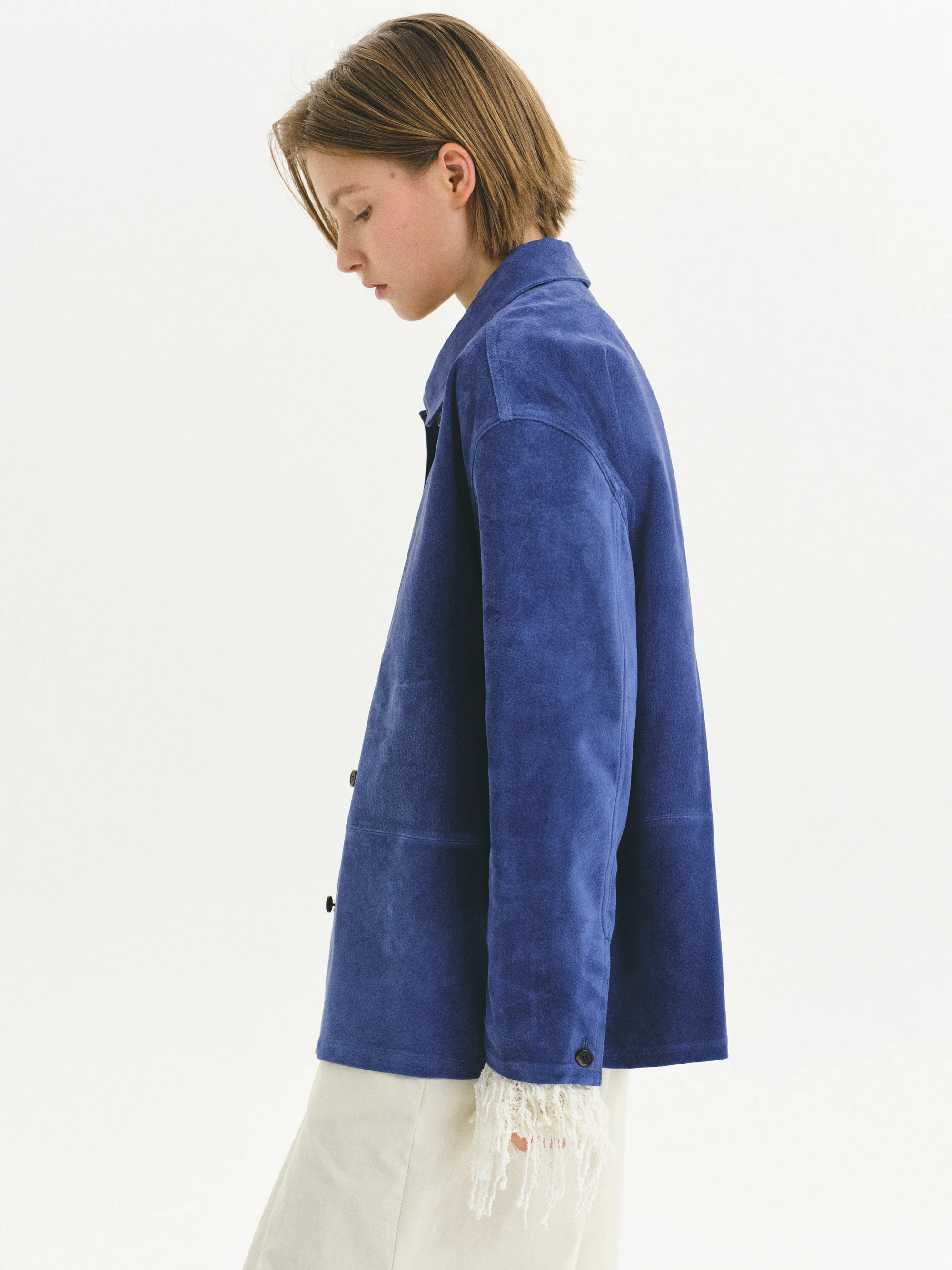 Suede Overshirt, Blue - Image 3