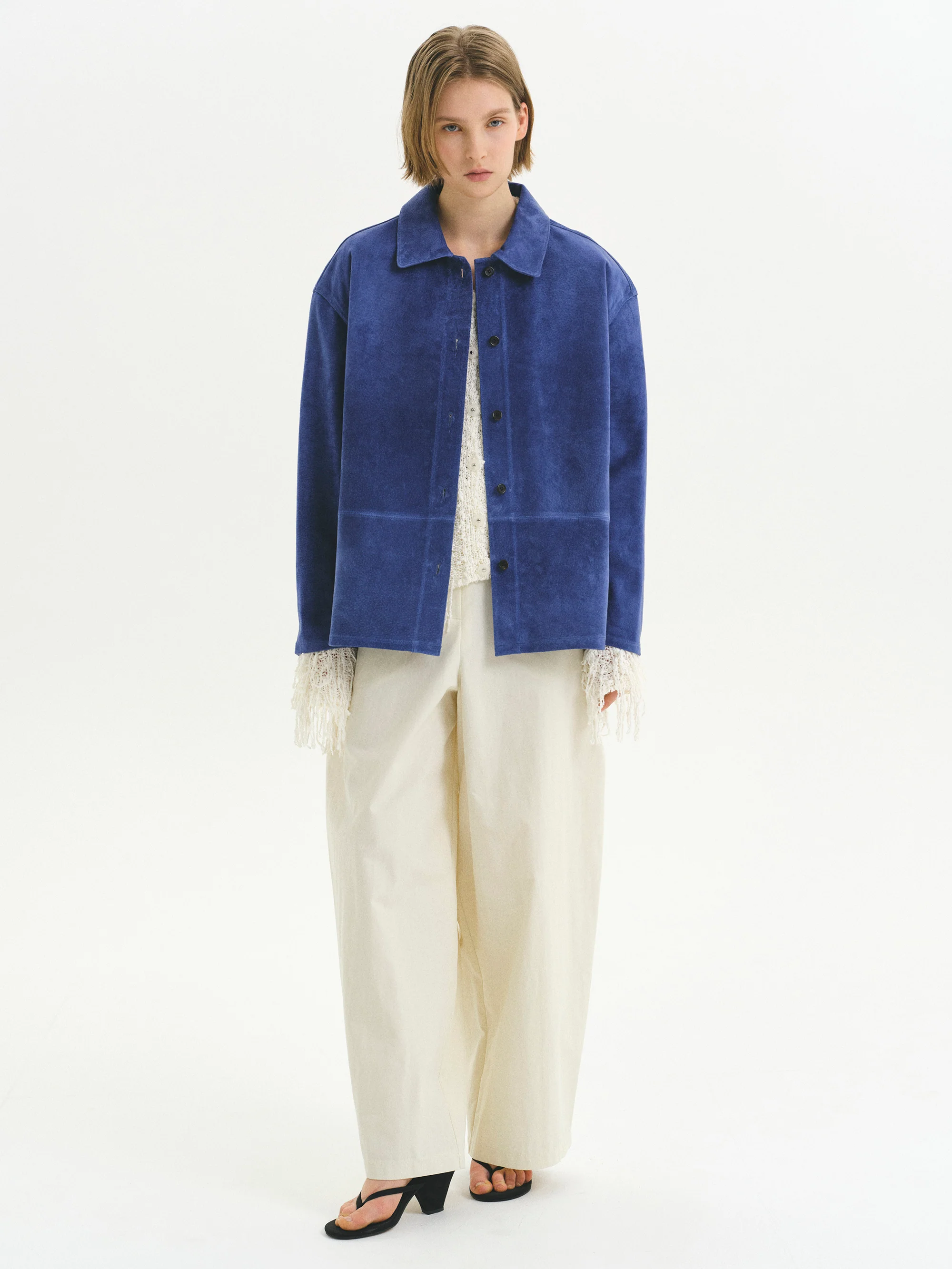 Suede Overshirt, Blue - Image 4