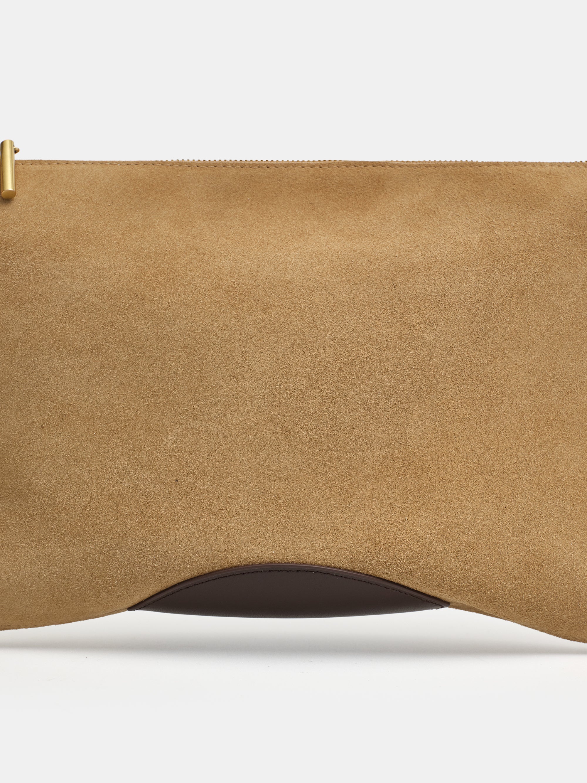 Suede Patch City Bag, Beige - Image 3