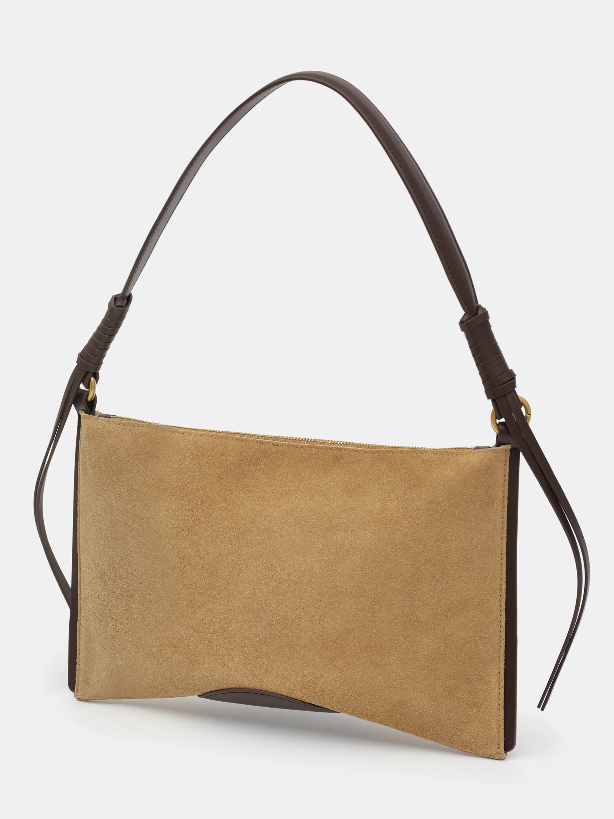 Suede Patch City Bag, Beige - Image 4