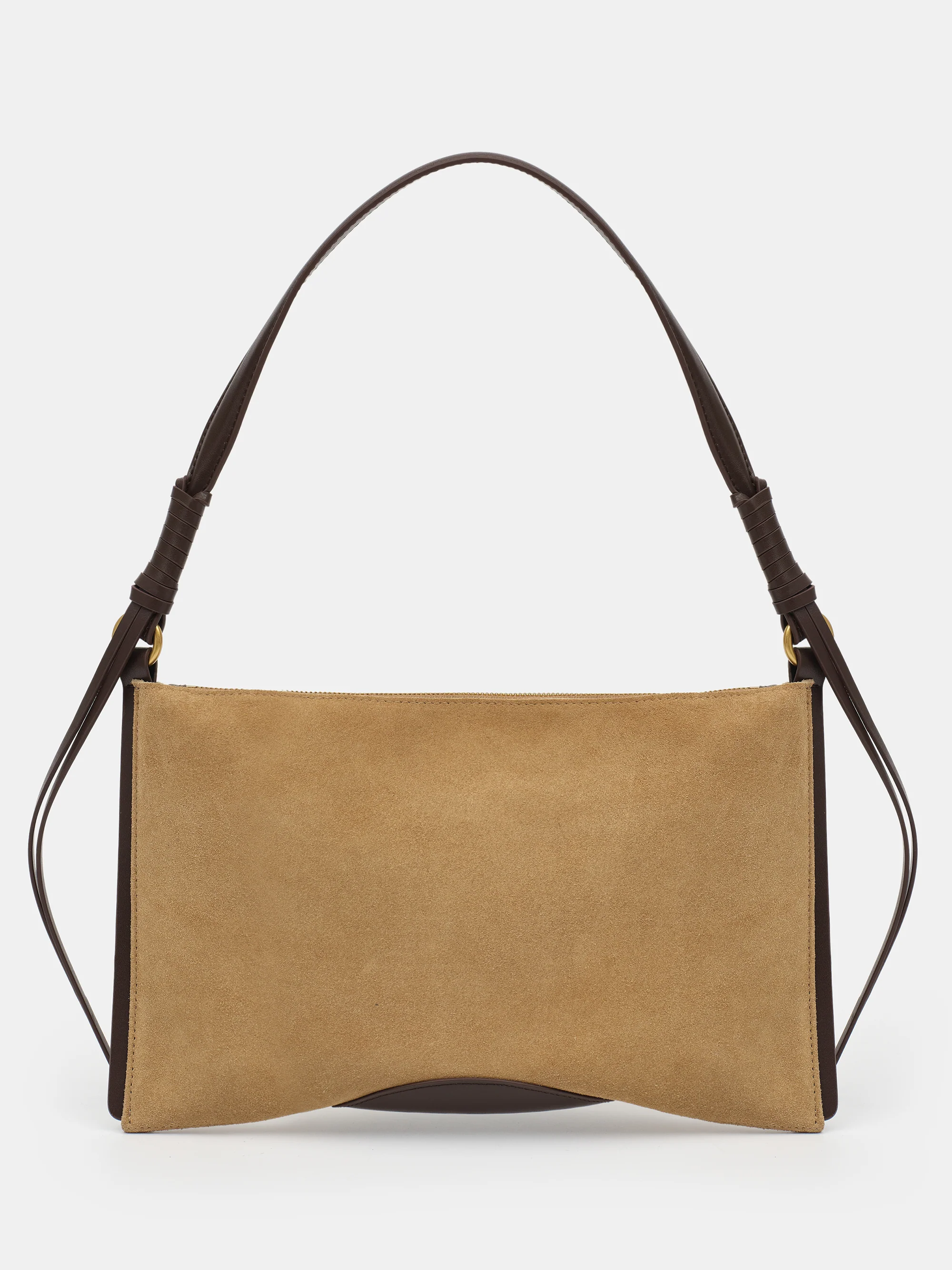 Suede Patch City Bag, Beige - Image 5