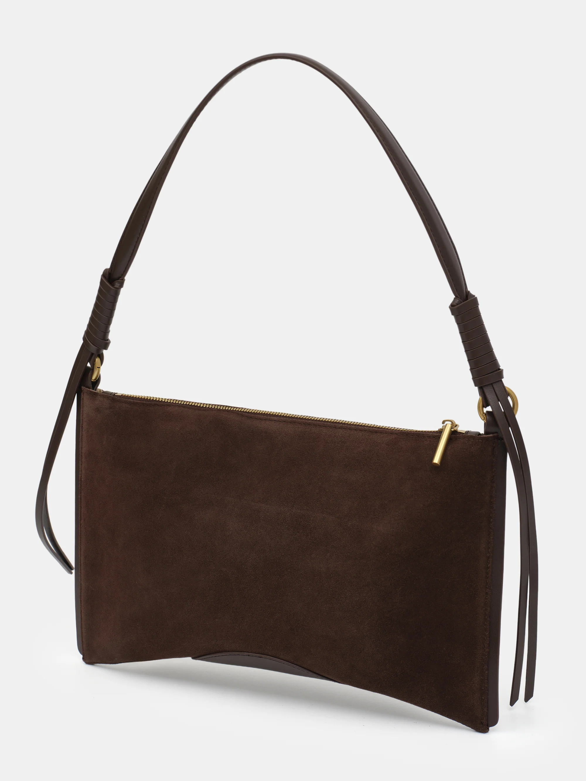 Suede Patch City Bag, Brown - Image 4