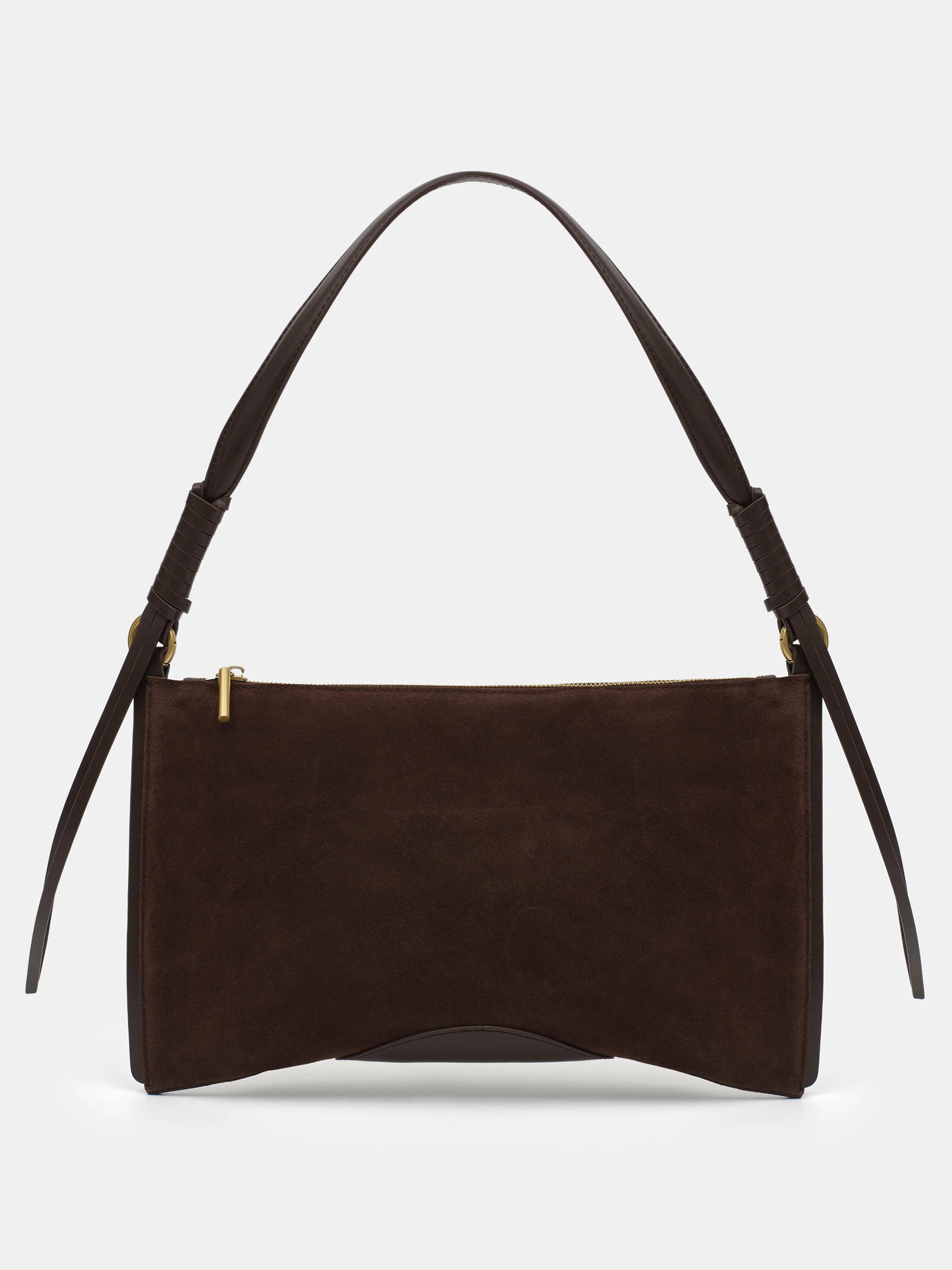 Suede Patch City Bag, Brown - Image 5