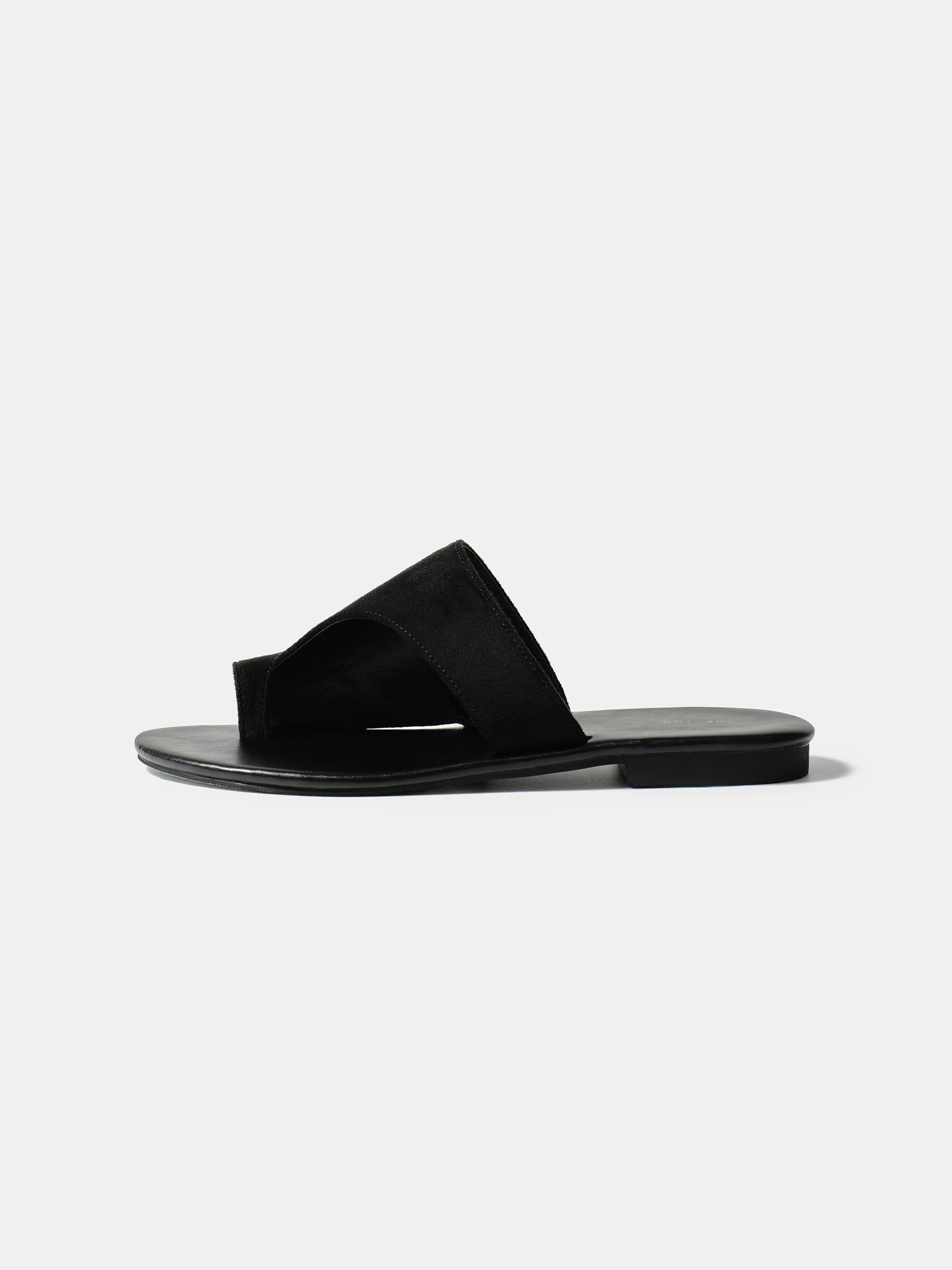 Suede Toe-Loop Sandals, Black - Image 2