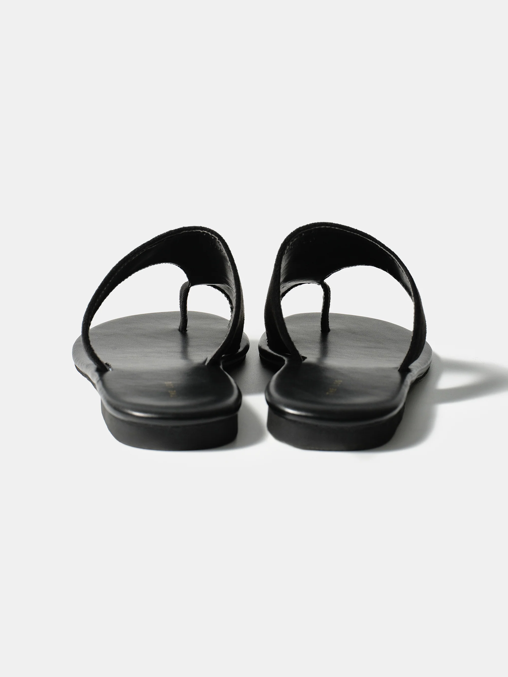 Suede Toe-Loop Sandals, Black - Image 4