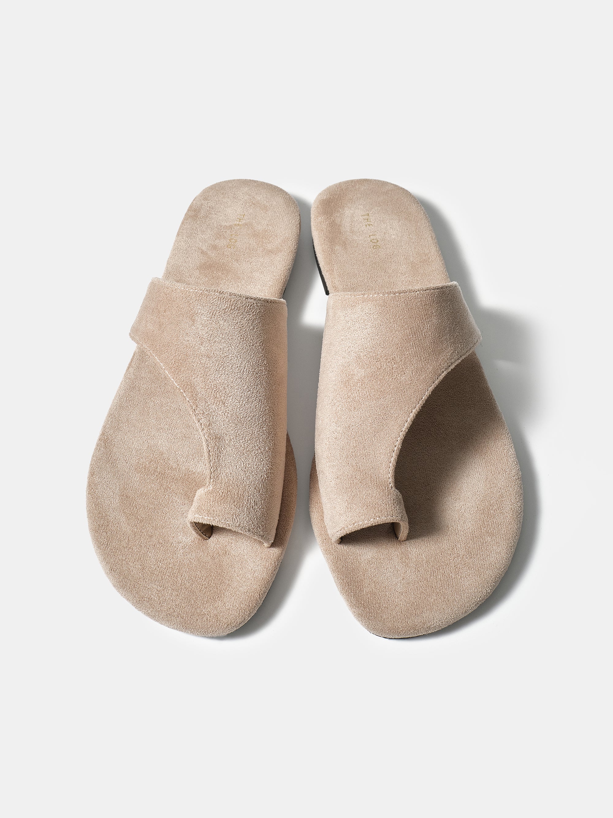 Suede Toe-Loop Sandals, Pink