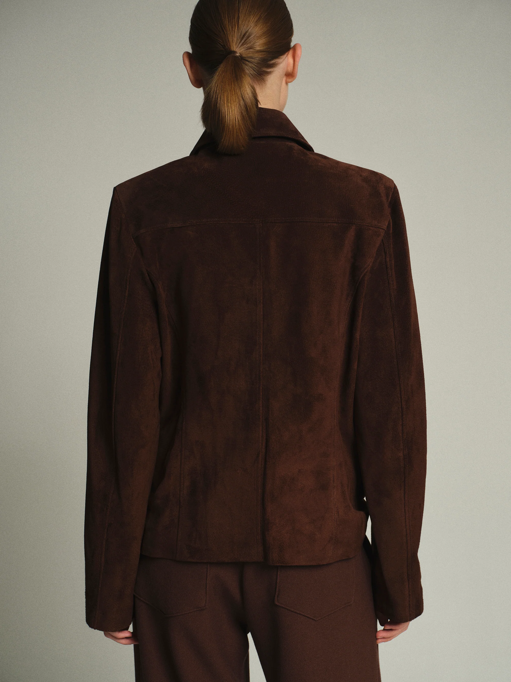 Suede Trucker Jacket, Dark Brown - Image 4