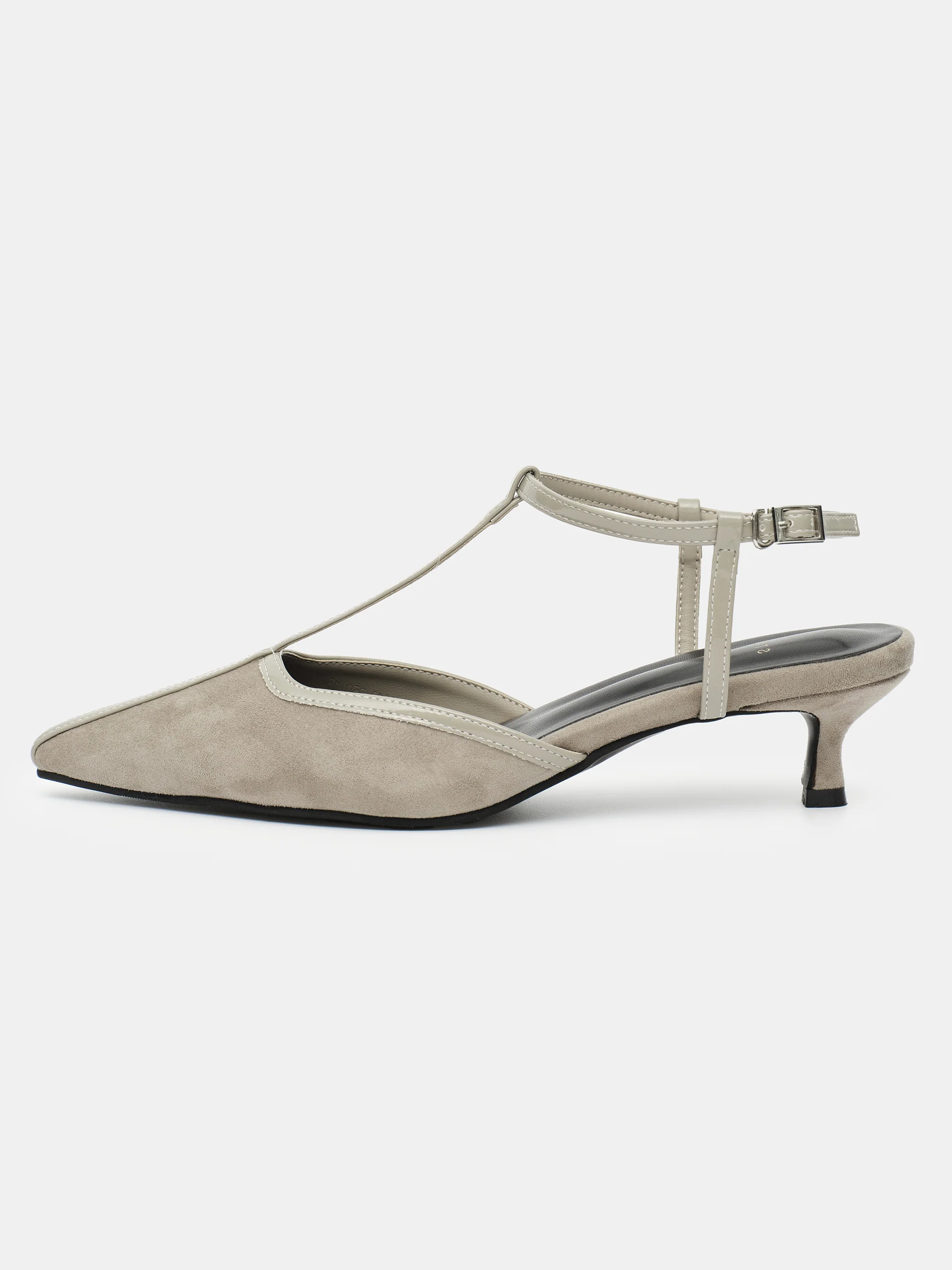 T-Strap Suede Slingback Heels, Ash - Image 2