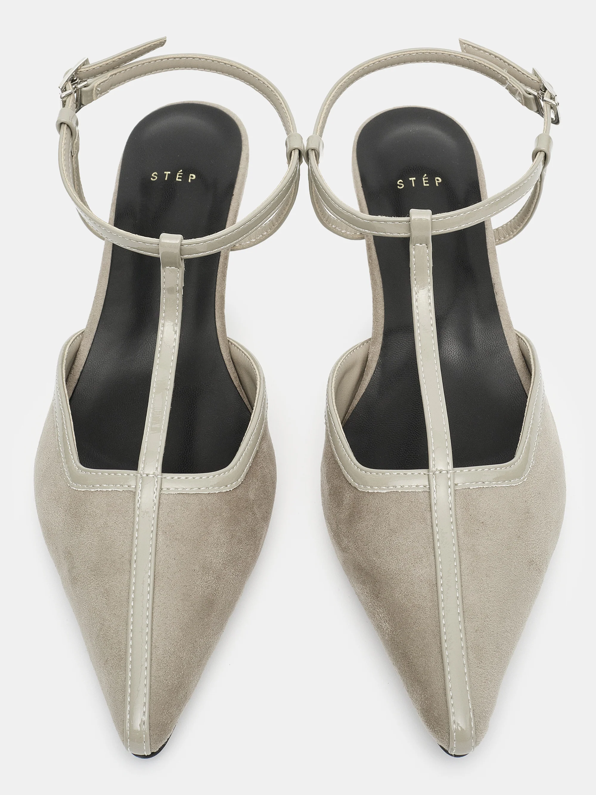 T-Strap Suede Slingback Heels, Ash - Image 3