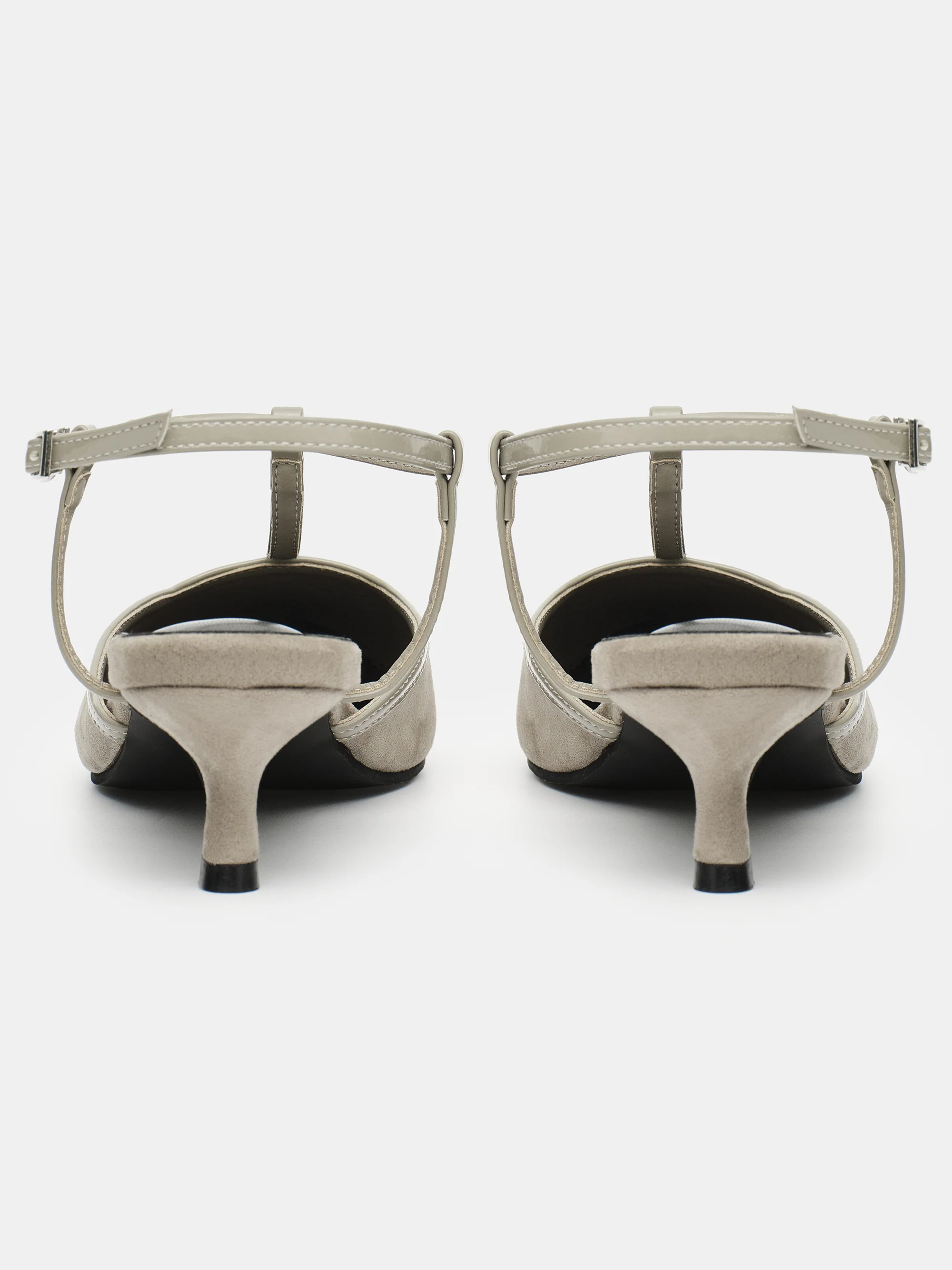 T-Strap Suede Slingback Heels, Ash - Image 4