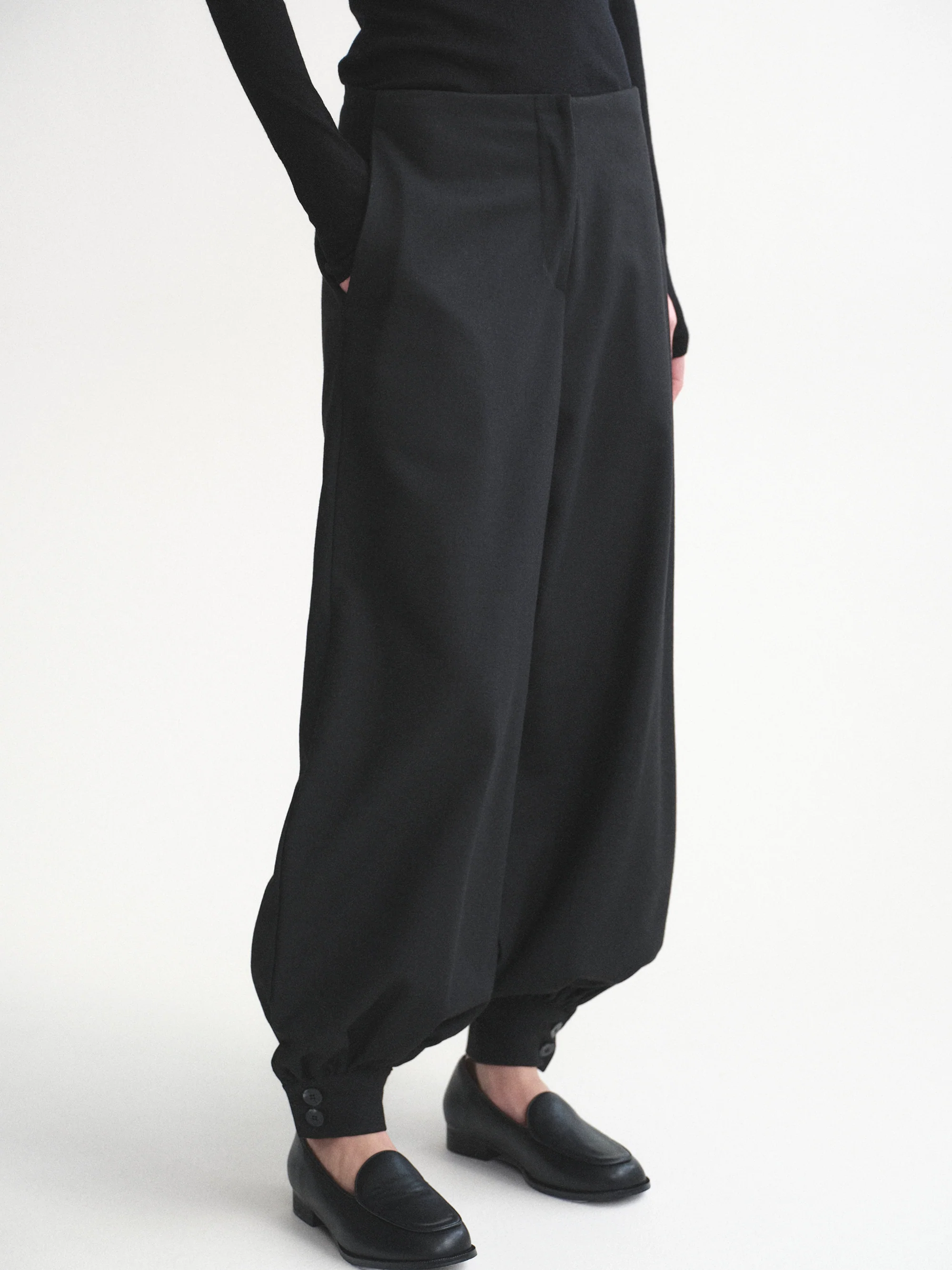 Tailored Balloon Pants, Black - Image 4