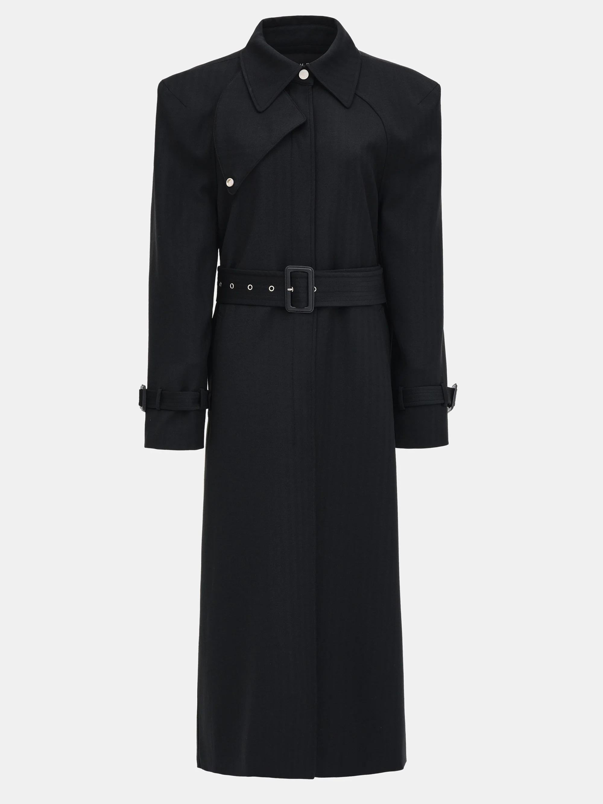 Tailored Belted Overcoat, Black - Image 6