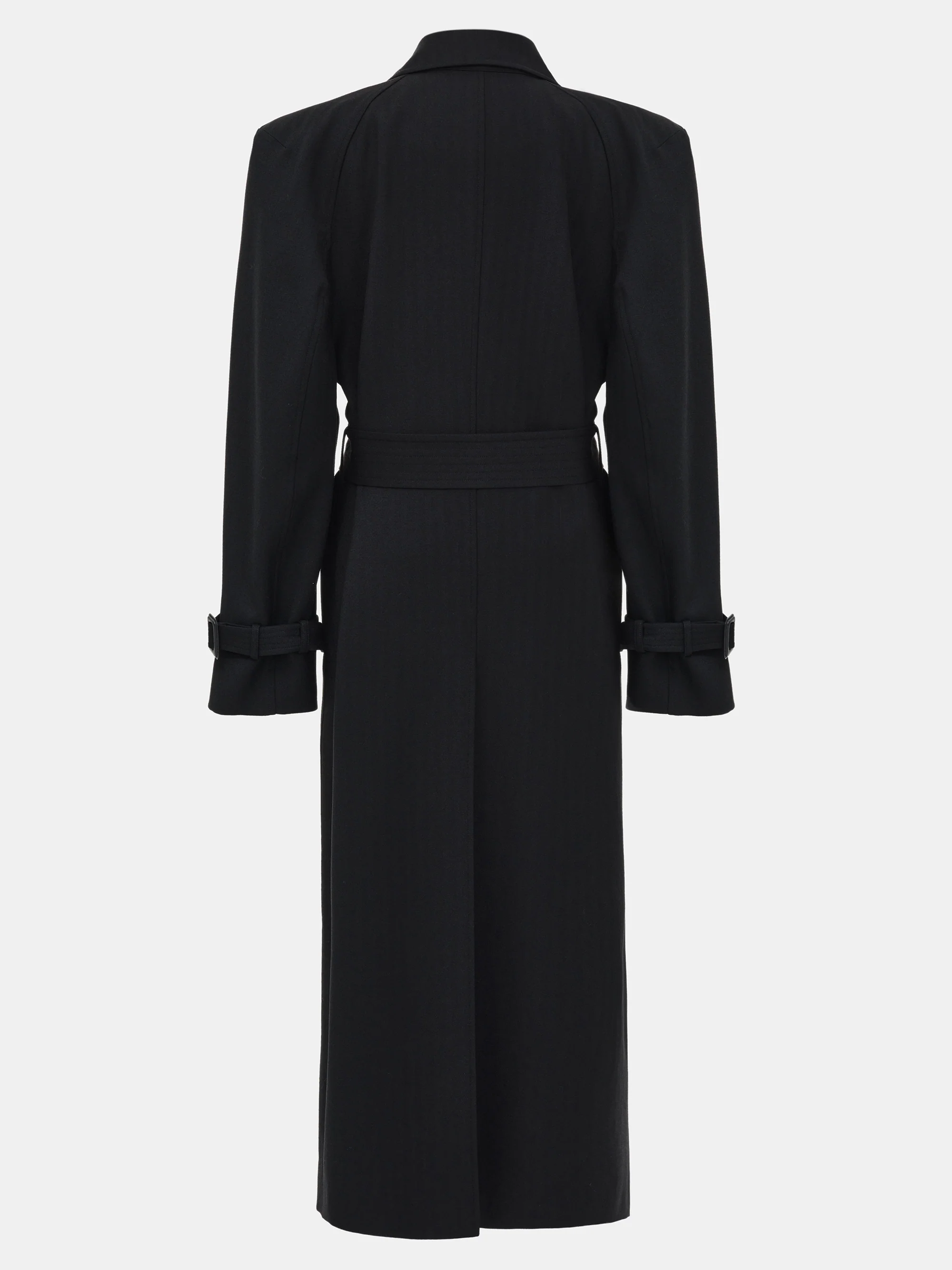 Tailored Belted Overcoat, Black - Image 7