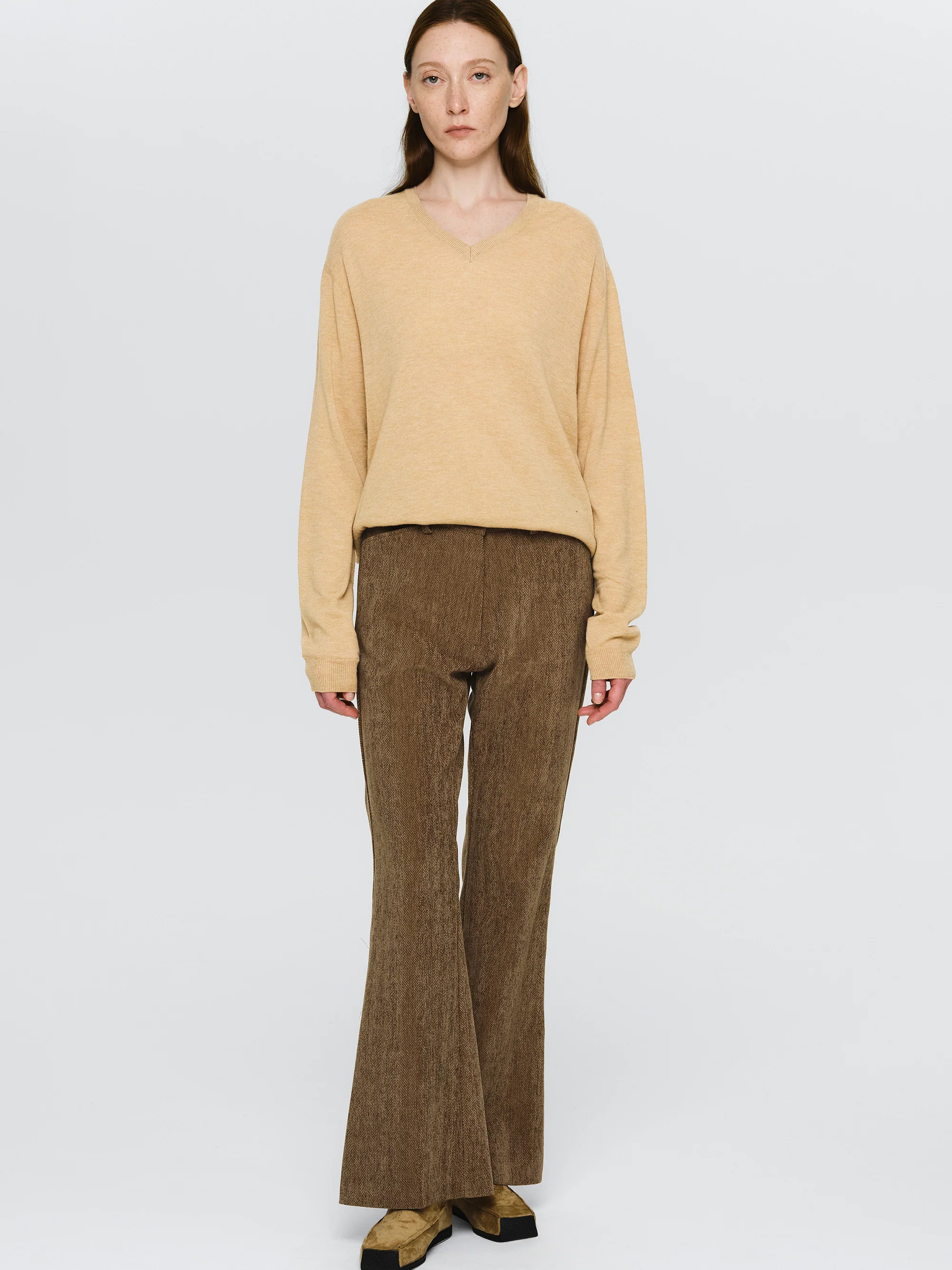 Tailored Corduroy Velvet Pants, Brown