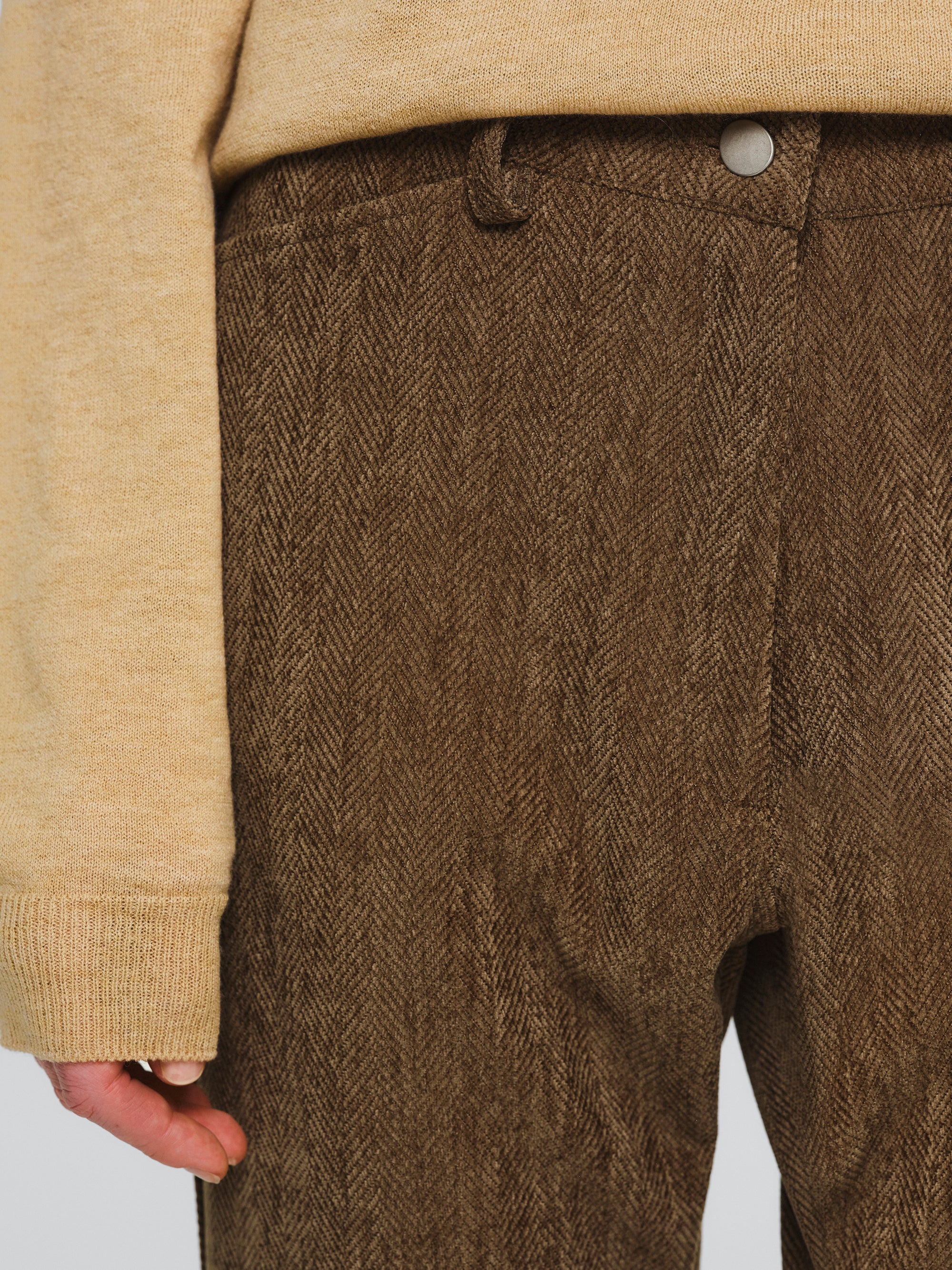 Tailored Corduroy Velvet Pants, Brown - Image 2