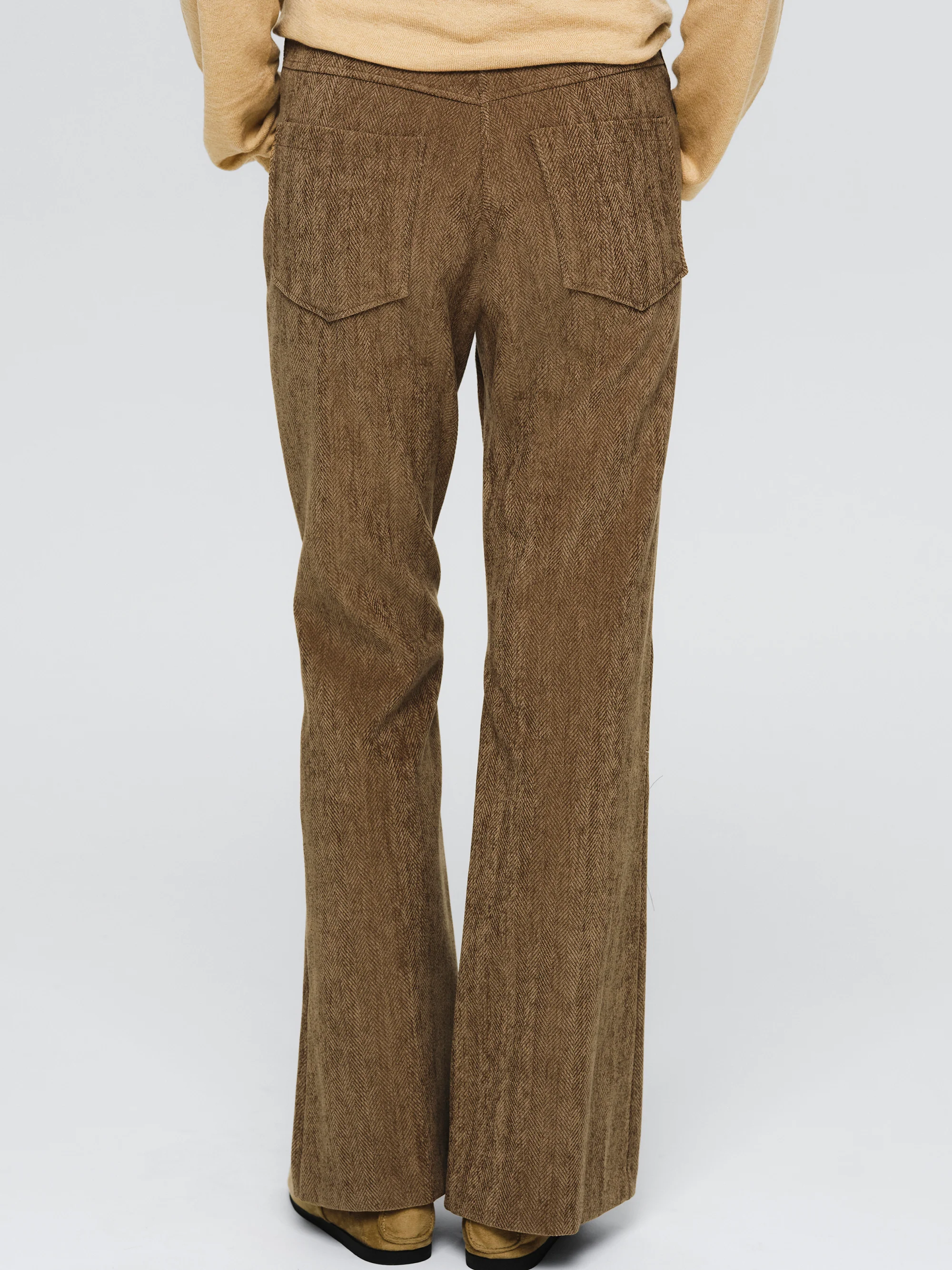 Tailored Corduroy Velvet Pants, Brown - Image 4