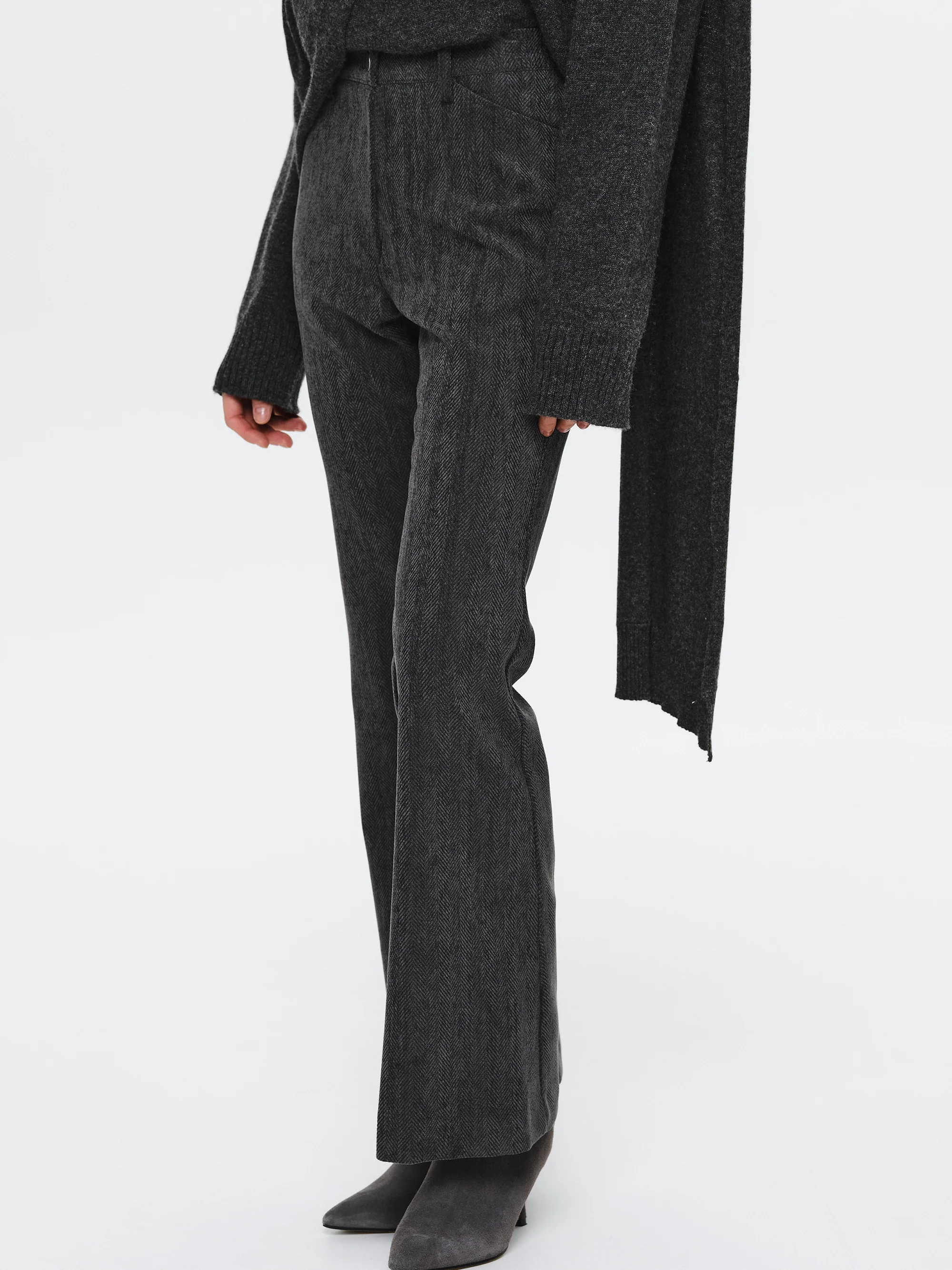 Tailored Corduroy Velvet Pants, Charcoal