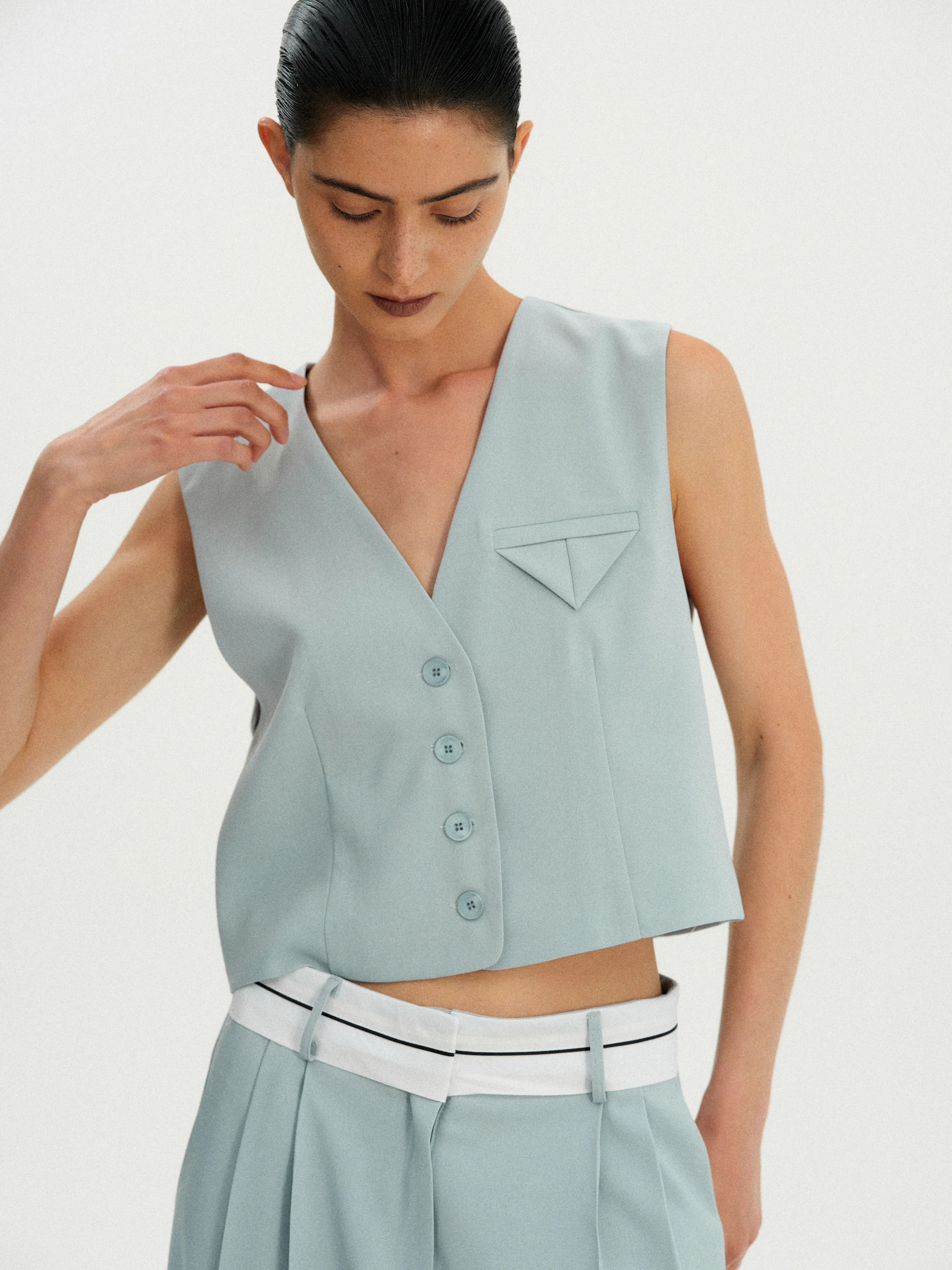 Tailored Suit Vest, Seafoam - Image 2