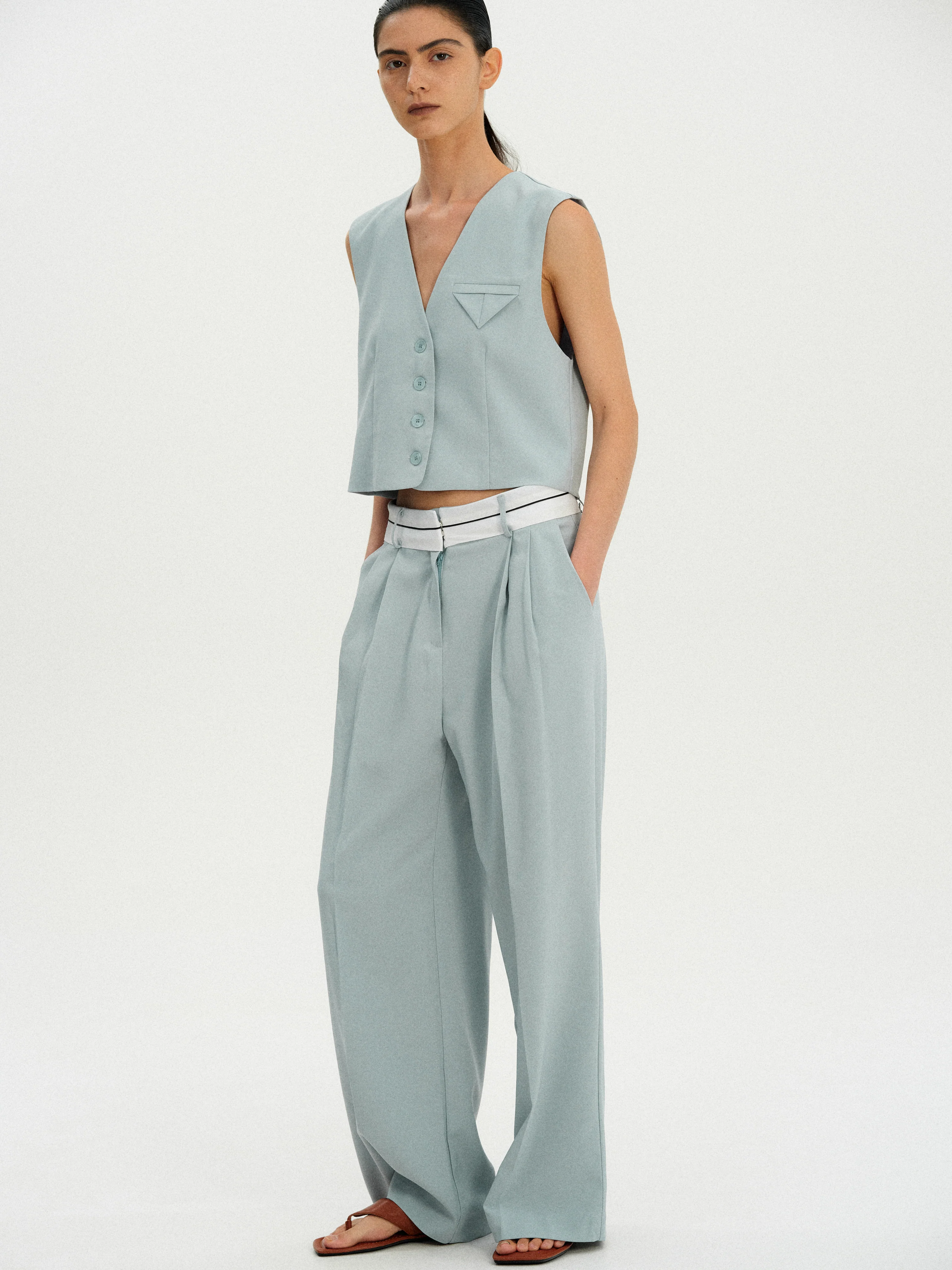 Tailored Suit Vest, Seafoam - Image 3