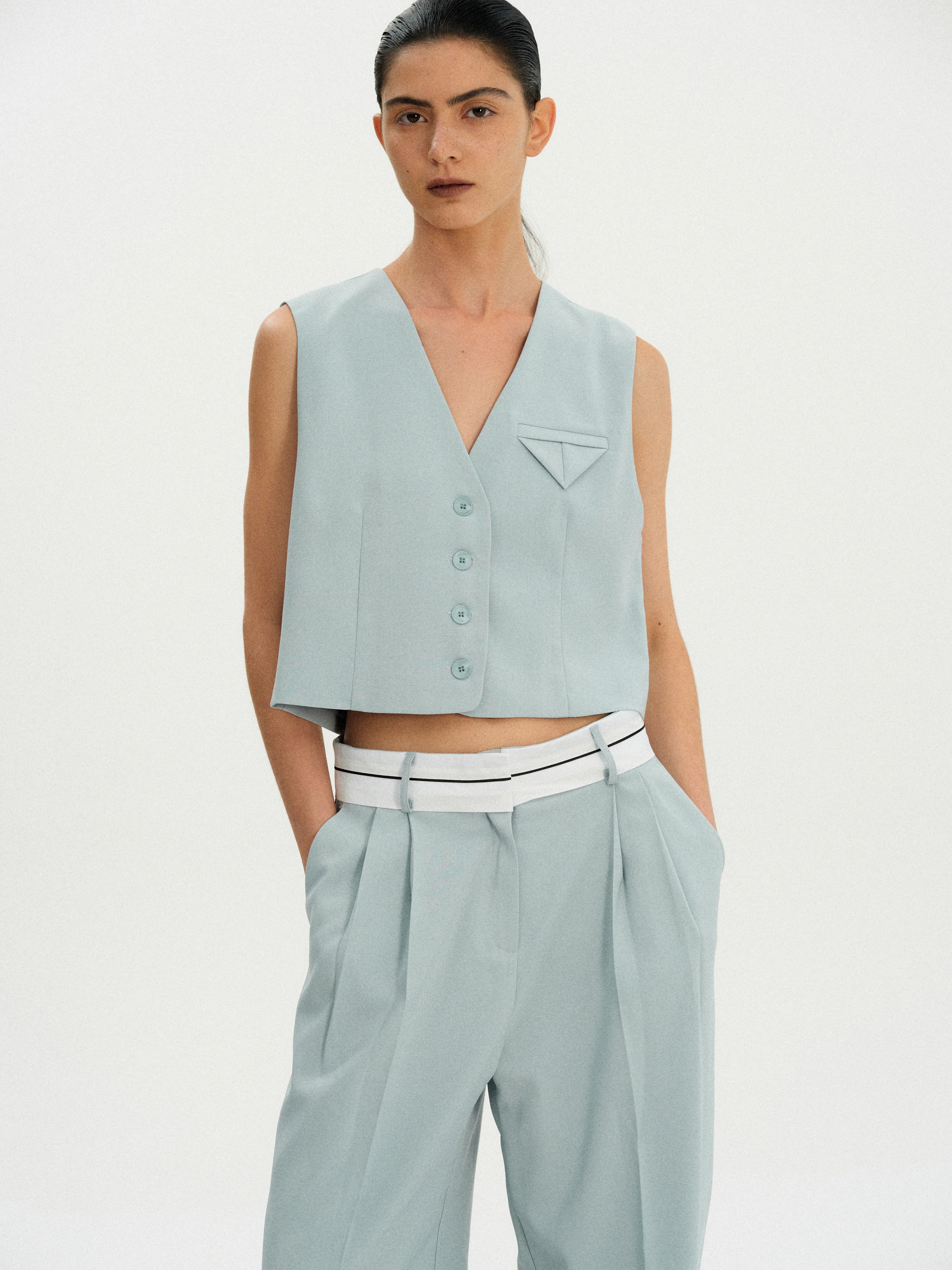 Tailored Suit Vest, Seafoam - Image 4