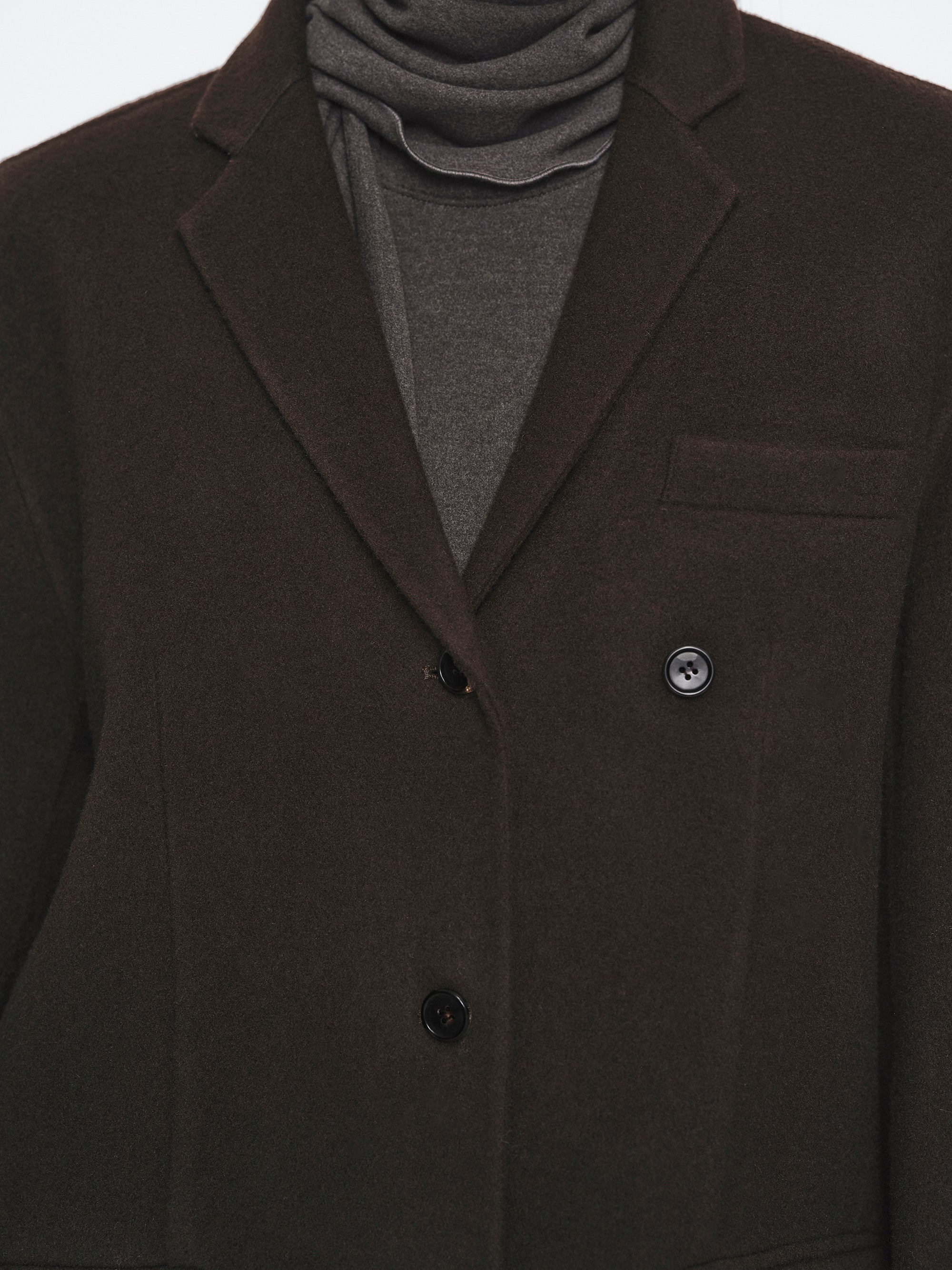 Tailored Wool Blazer, Dark Brown - Image 3