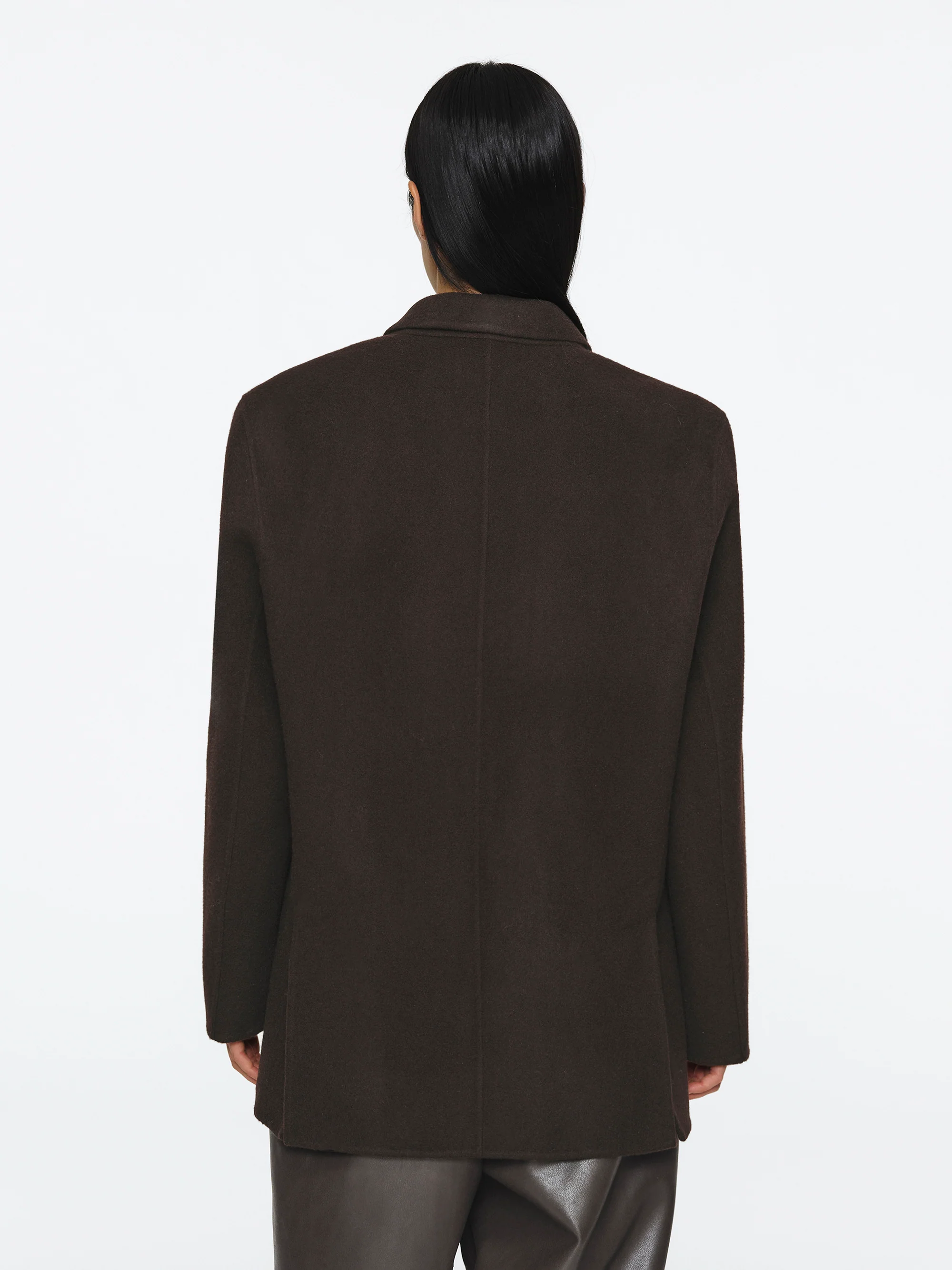 Tailored Wool Blazer, Dark Brown - Image 4