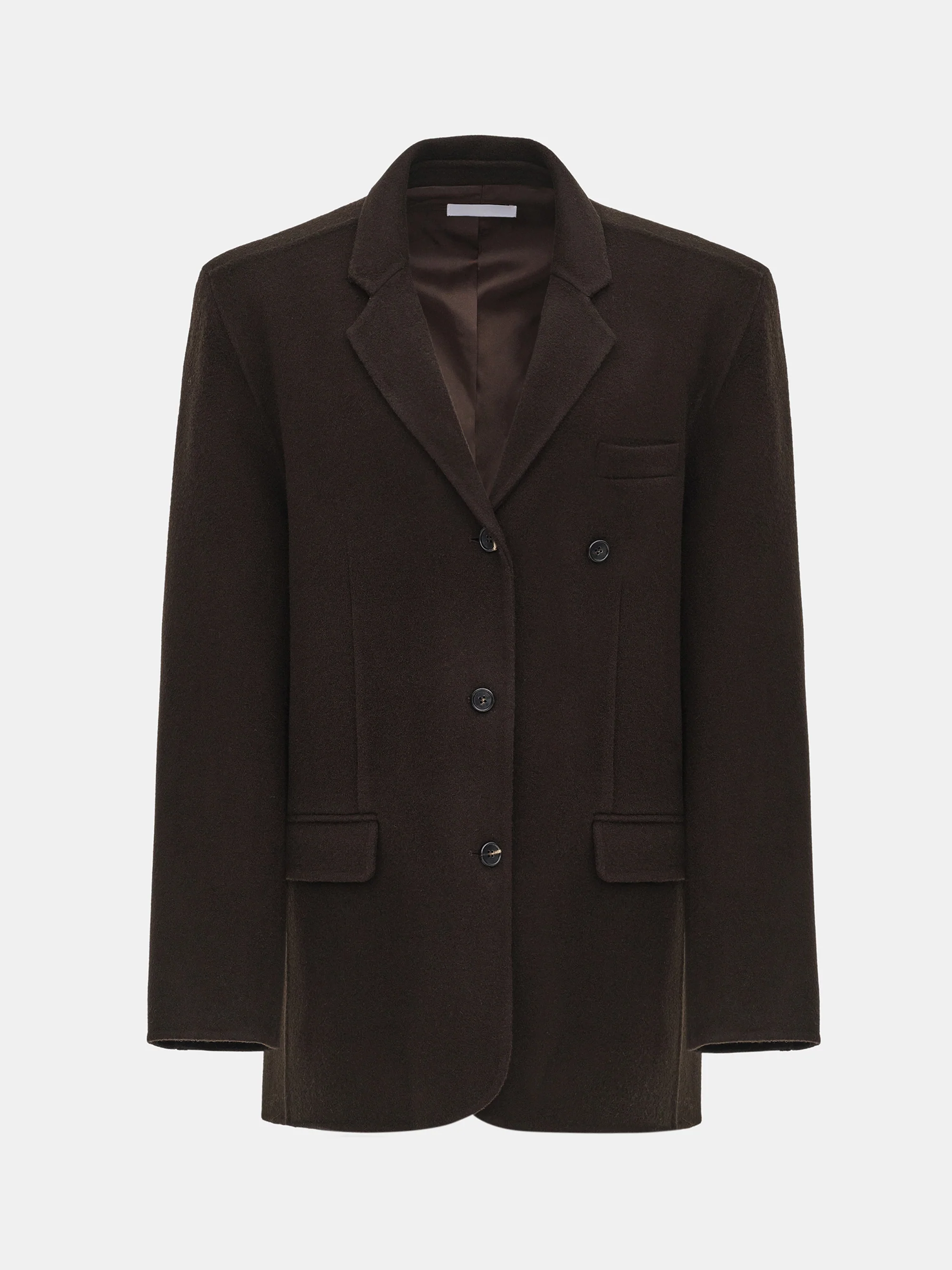 Tailored Wool Blazer, Dark Brown - Image 5