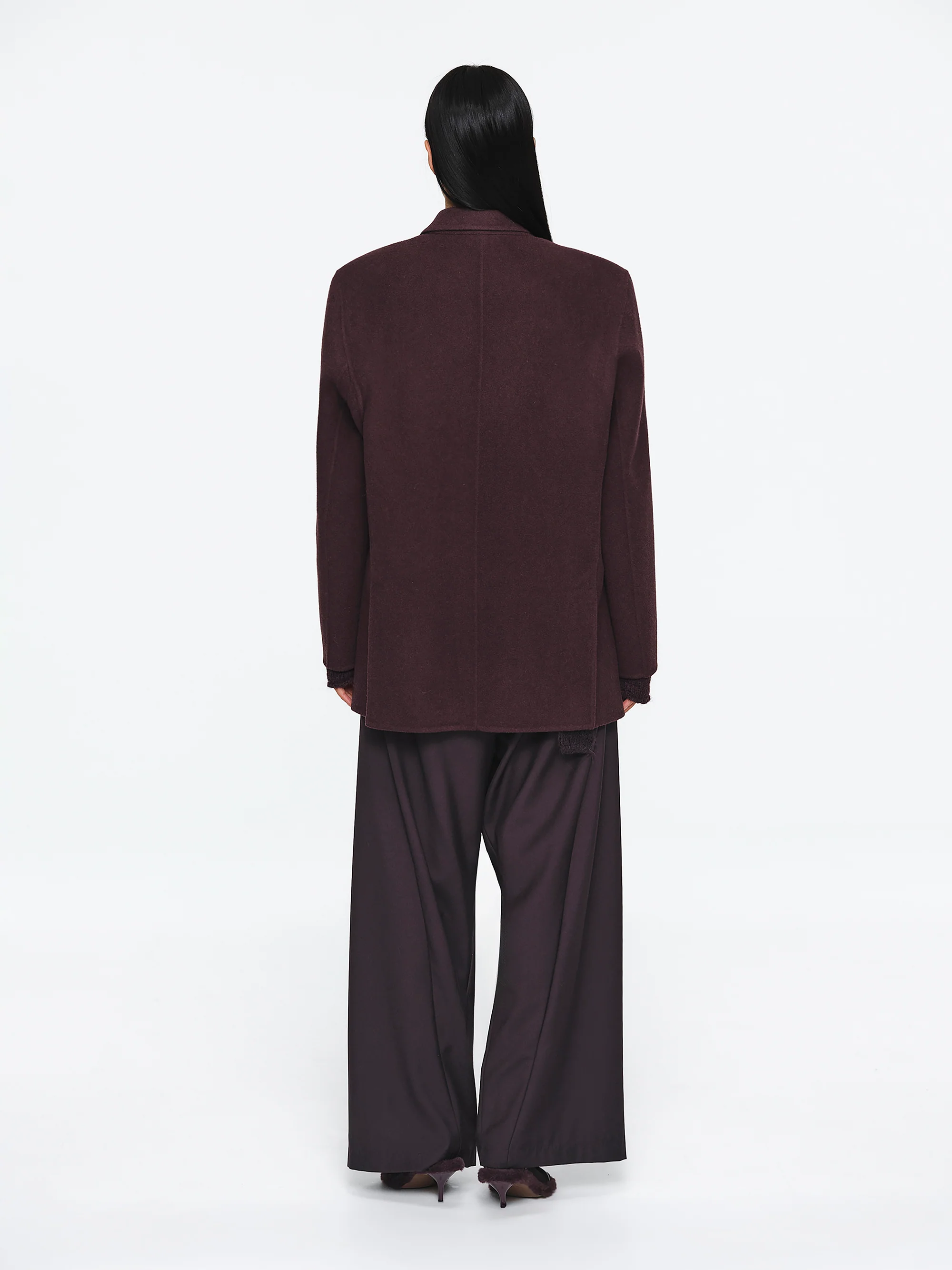 Tailored Wool Blazer, Wine - Image 4