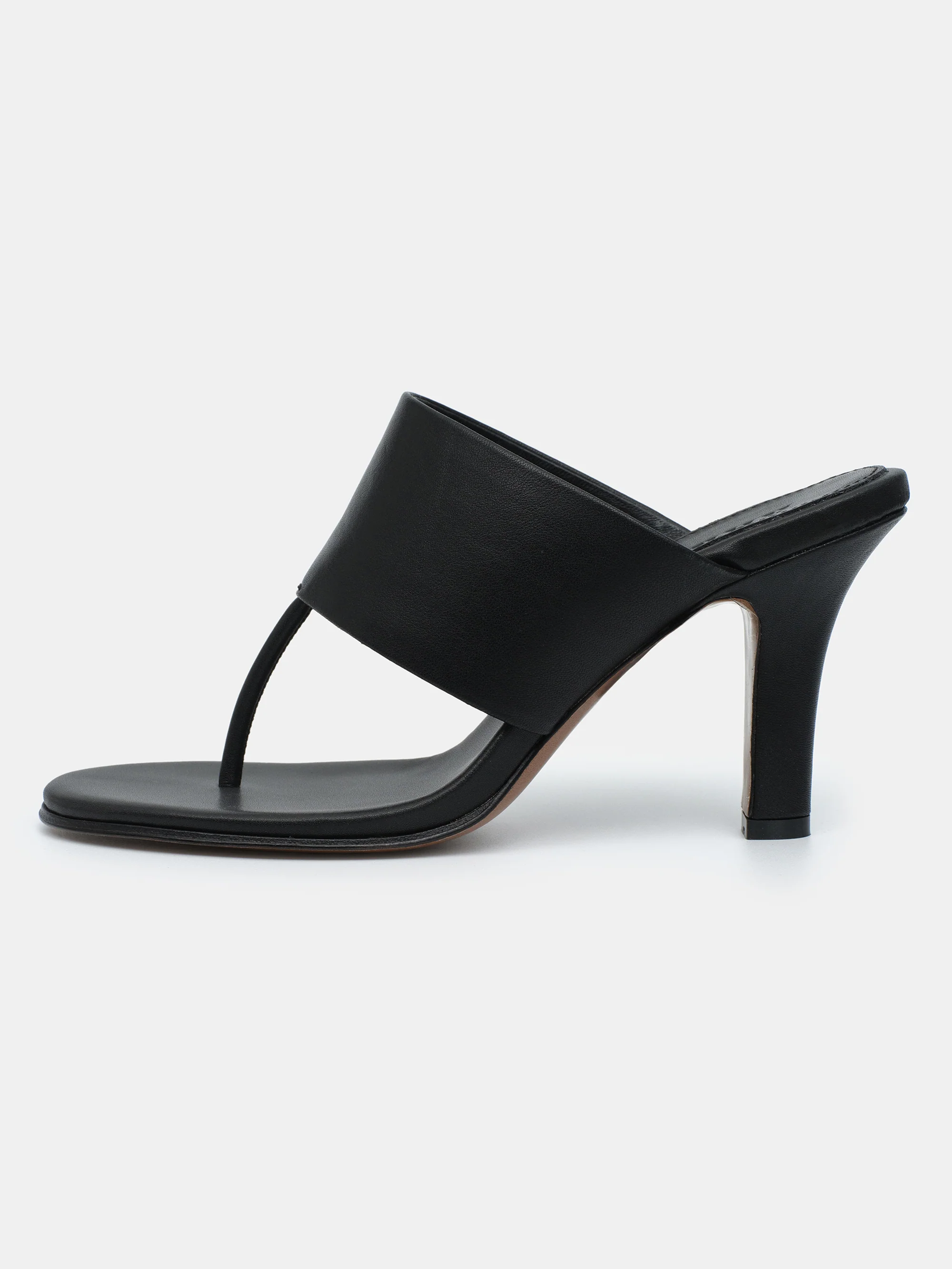 Thong Heeled Mules, Black