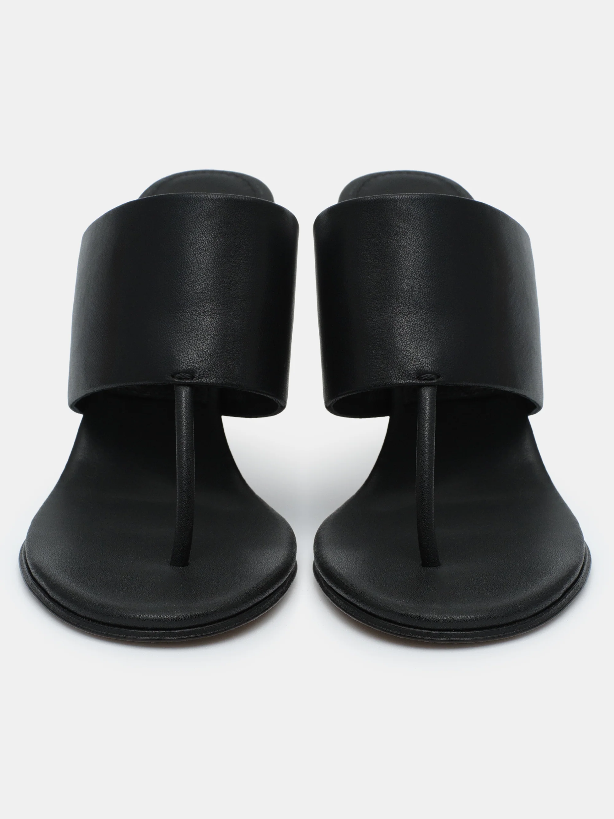 Thong Heeled Mules, Black - Image 3