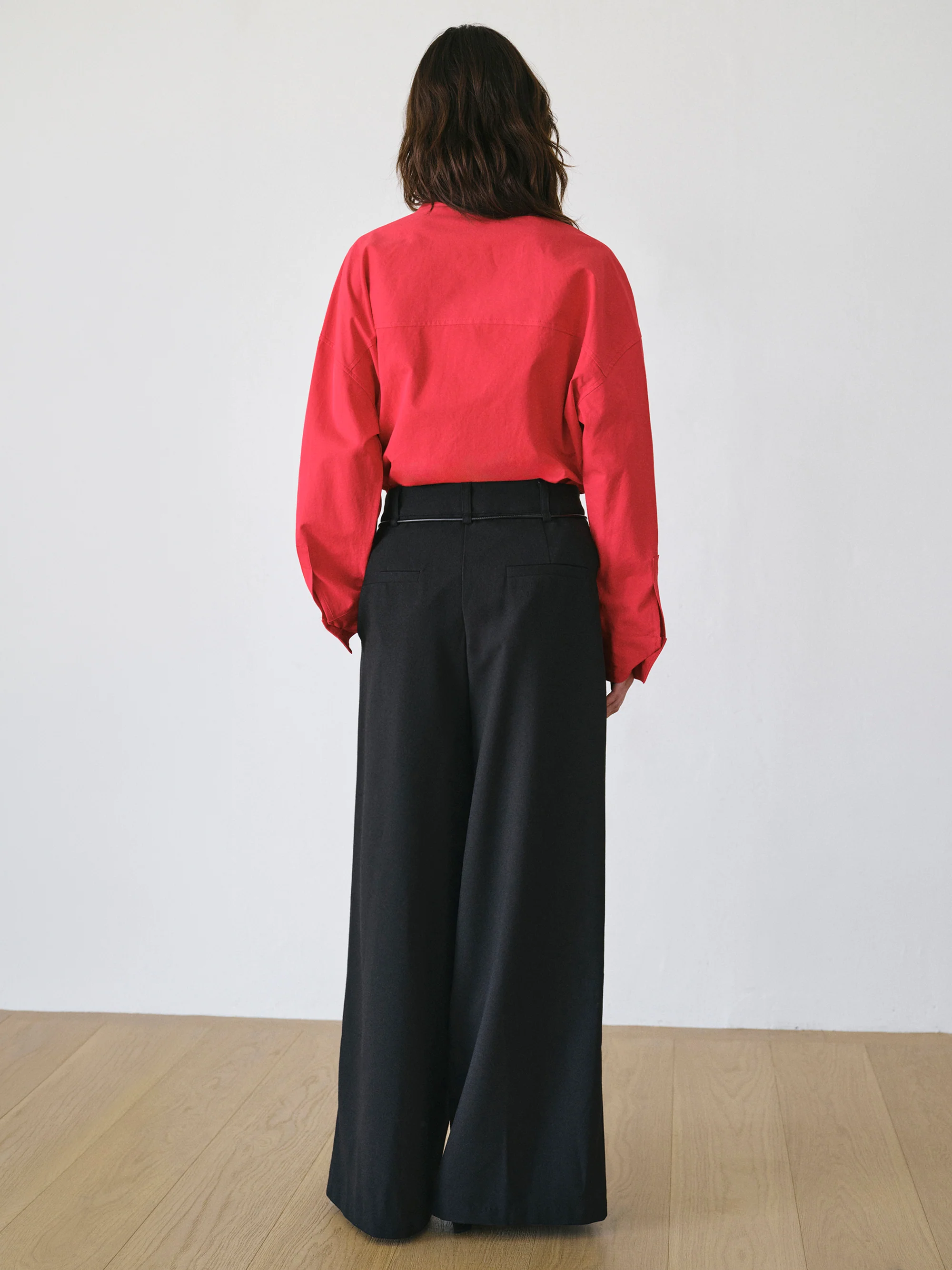 Tie-Belt Pleated Trousers, Black - Image 5