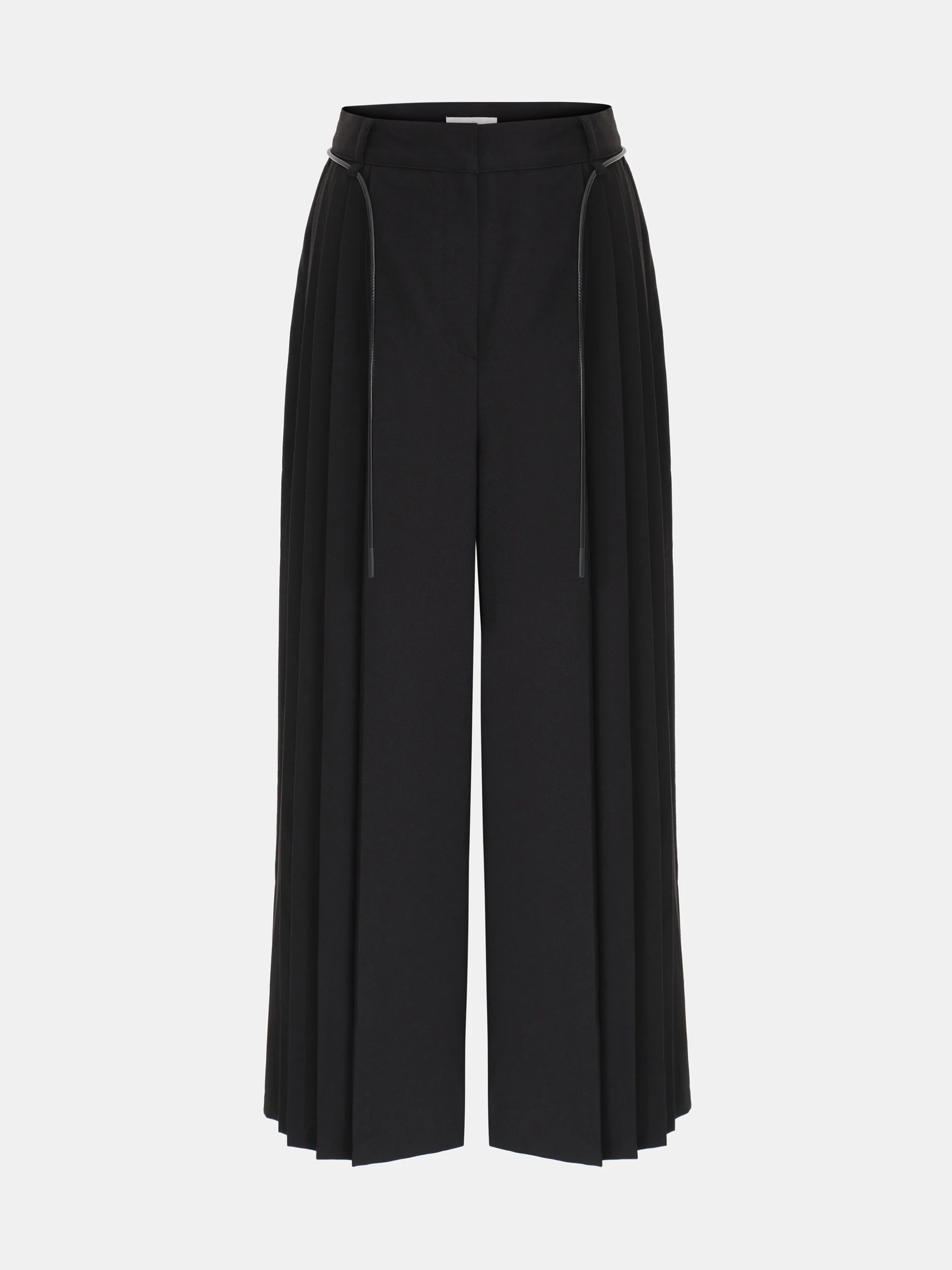 Tie-Belt Pleated Trousers, Black - Image 6
