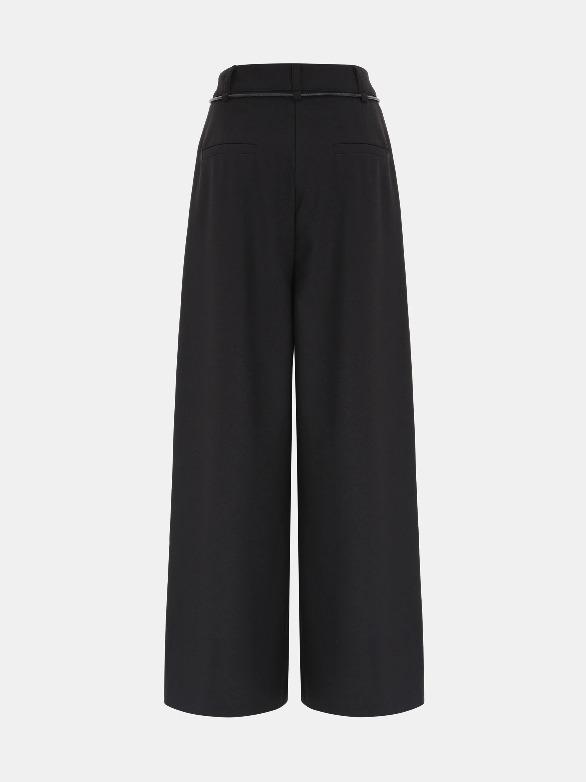 Tie-Belt Pleated Trousers, Black - Image 7