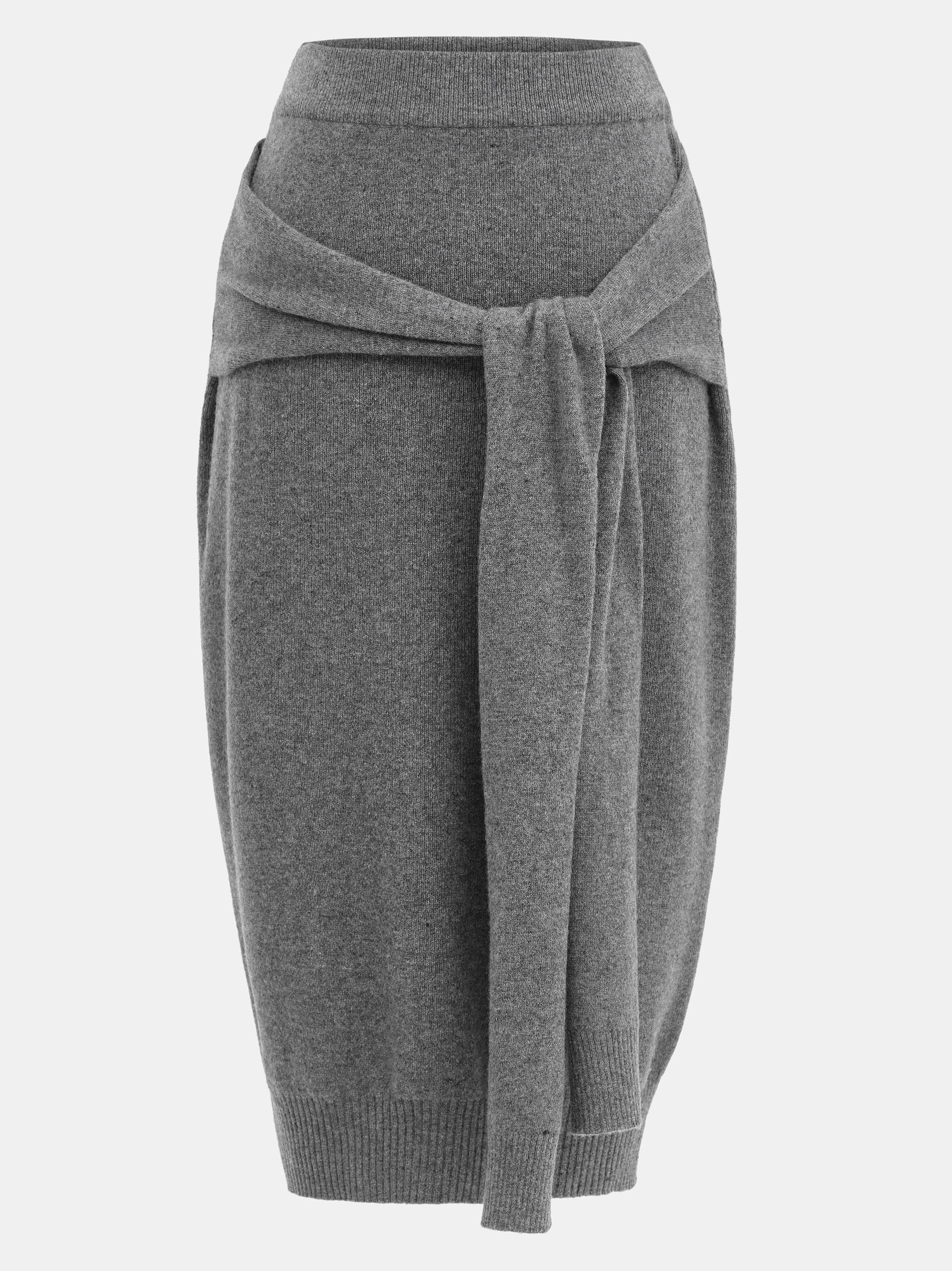 Tie-Front Knit Skirt, Grey - Image 5