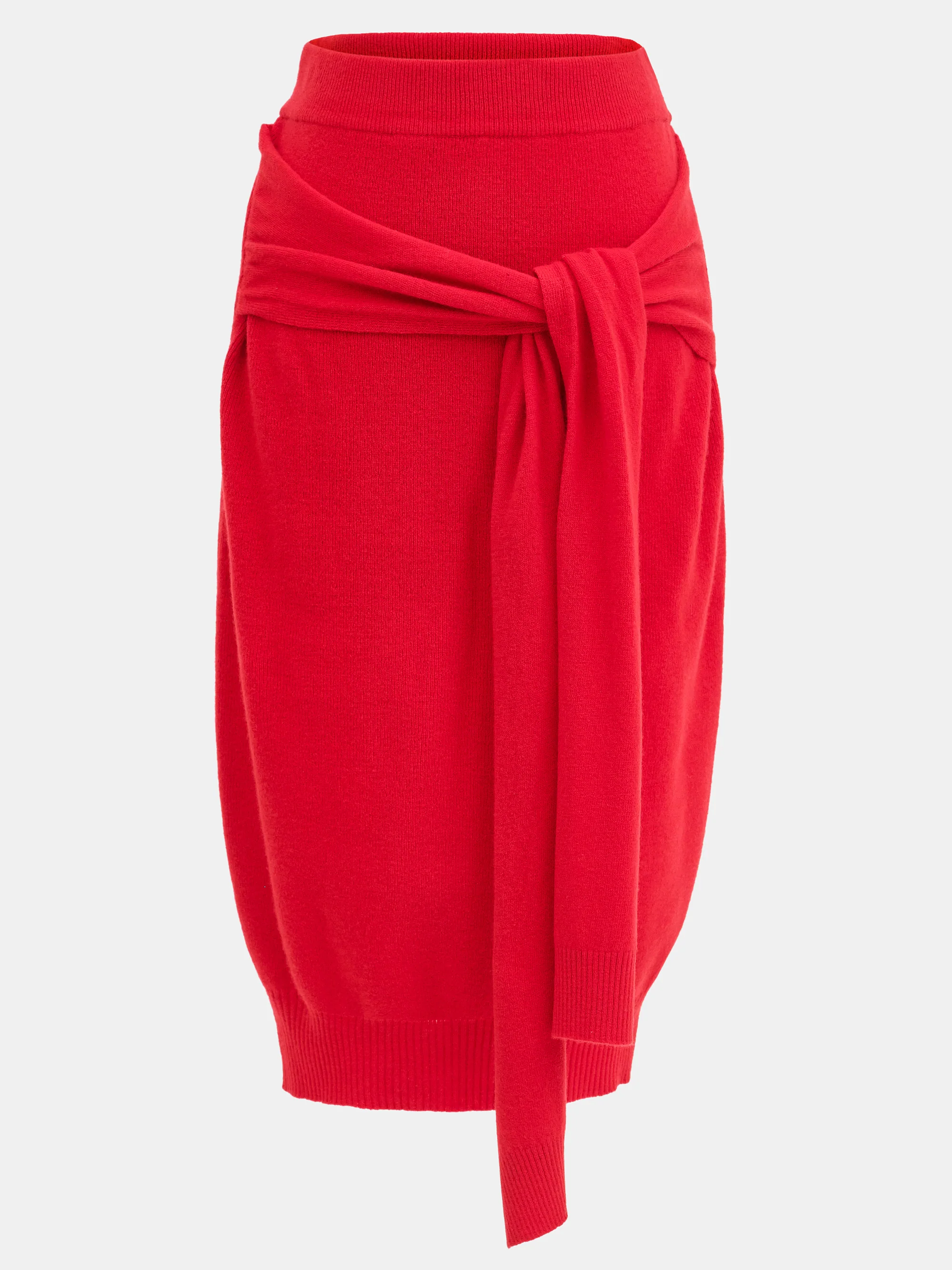 Tie-Front Knit Skirt, Red - Image 4