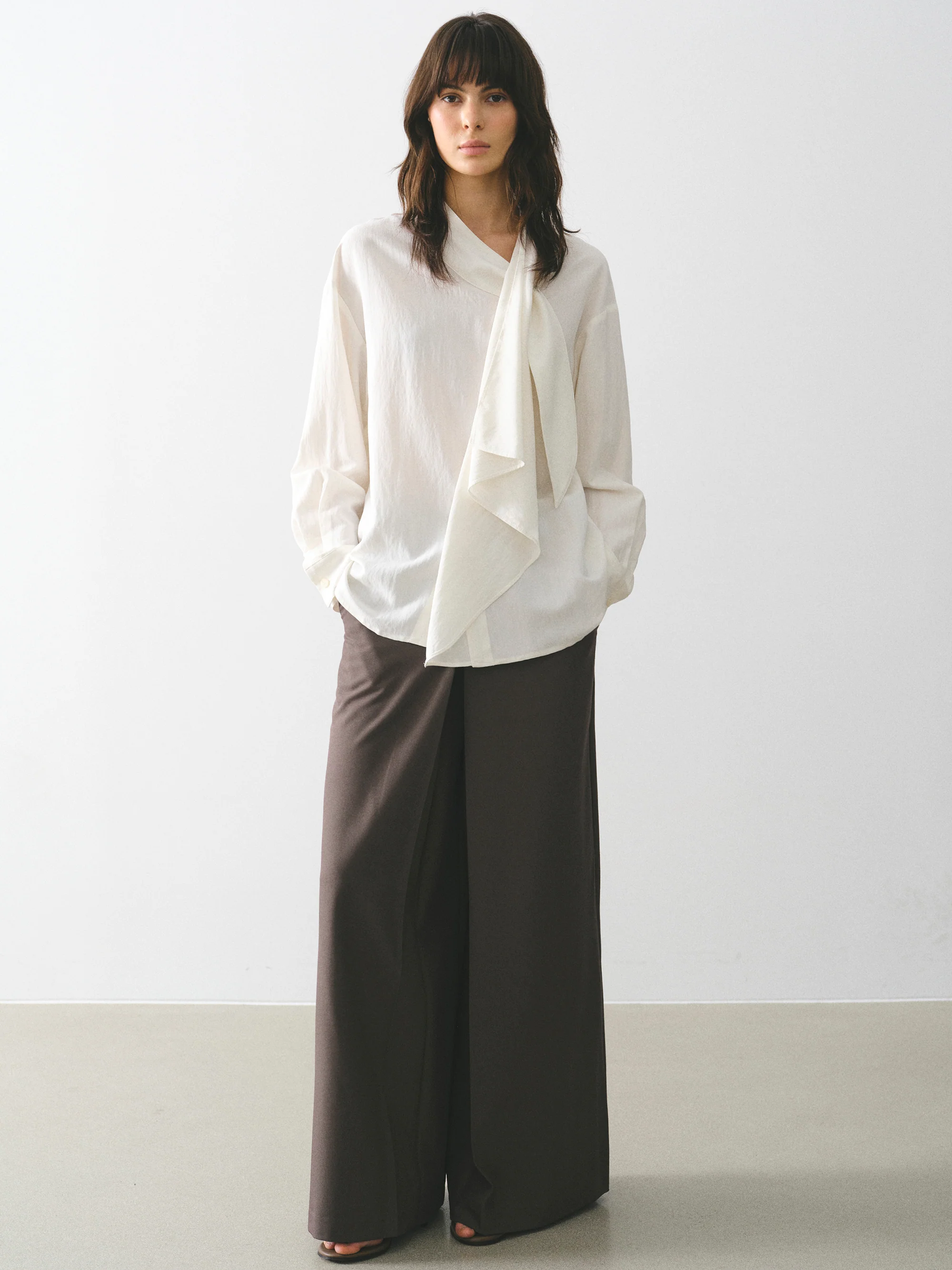 Tie-Neck Blouse, Ivory - Image 2