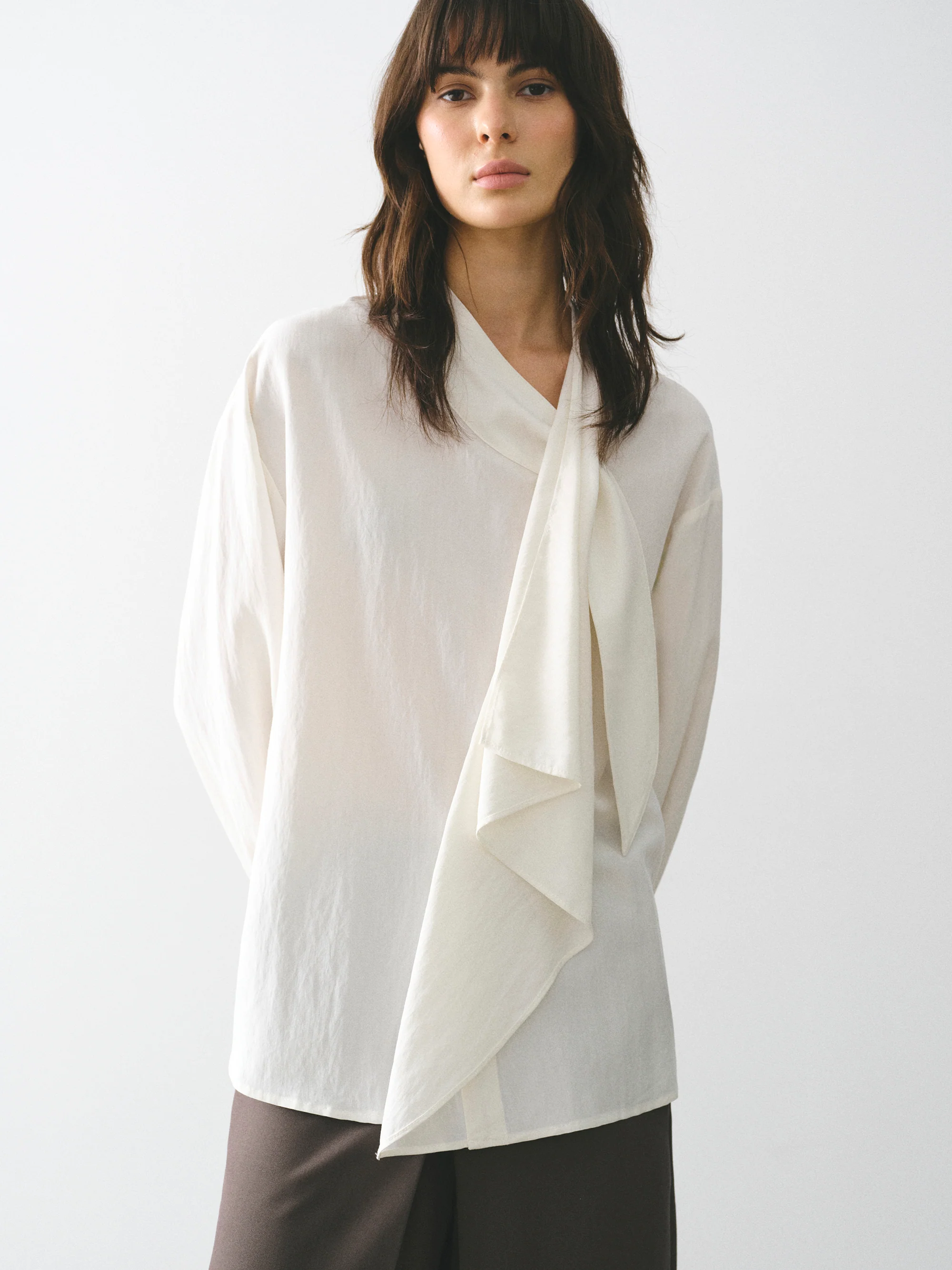 Tie-Neck Blouse, Ivory - Image 3
