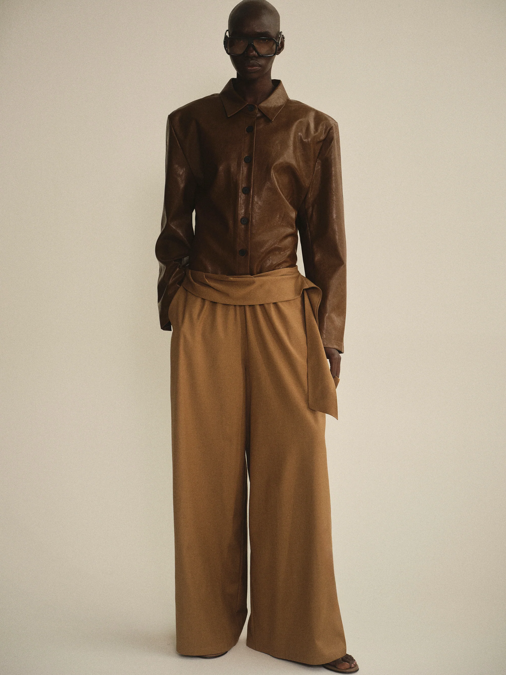 Tie-Waist Trousers, Brown