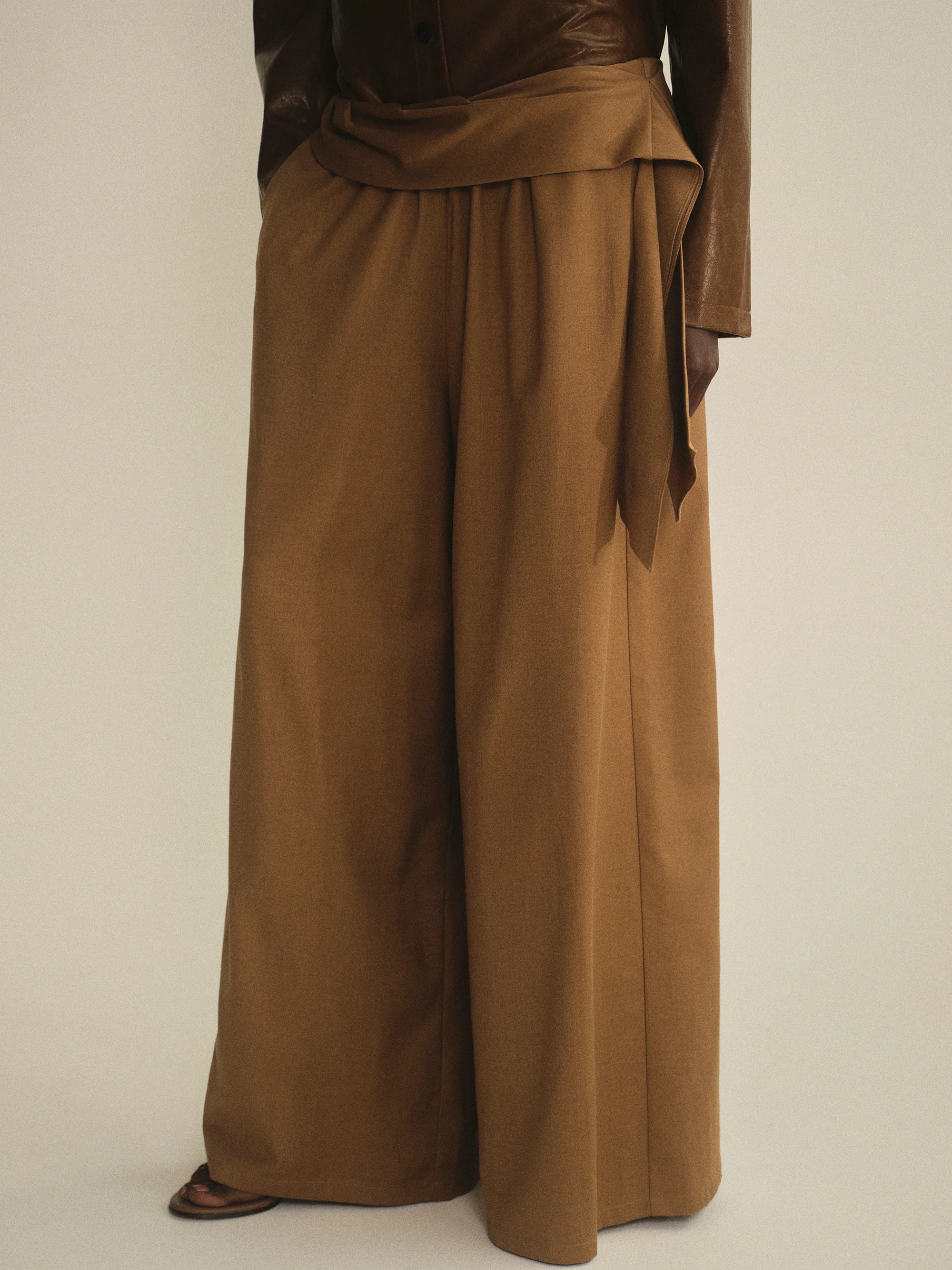 Tie-Waist Trousers, Brown - Image 3