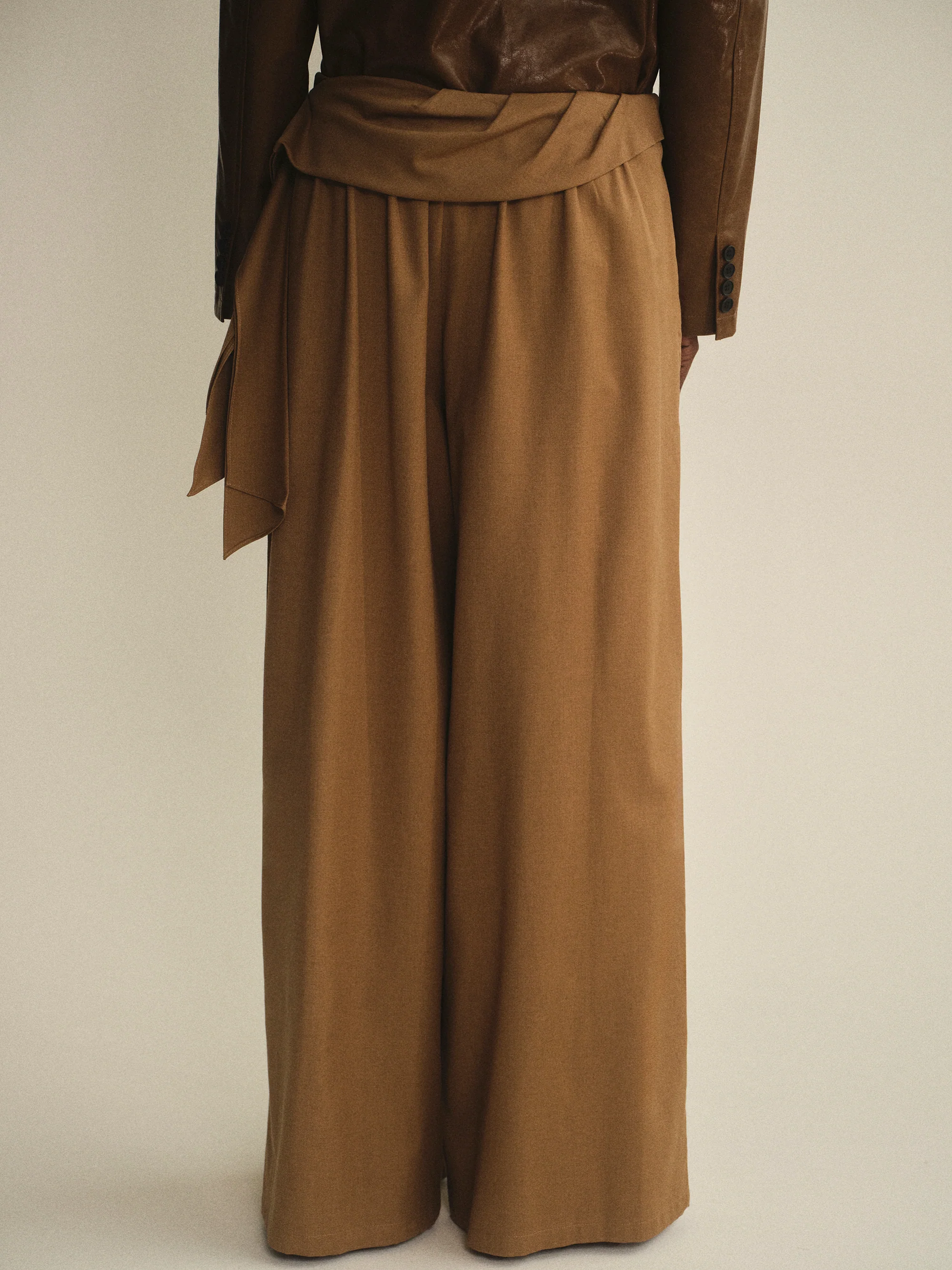 Tie-Waist Trousers, Brown - Image 4