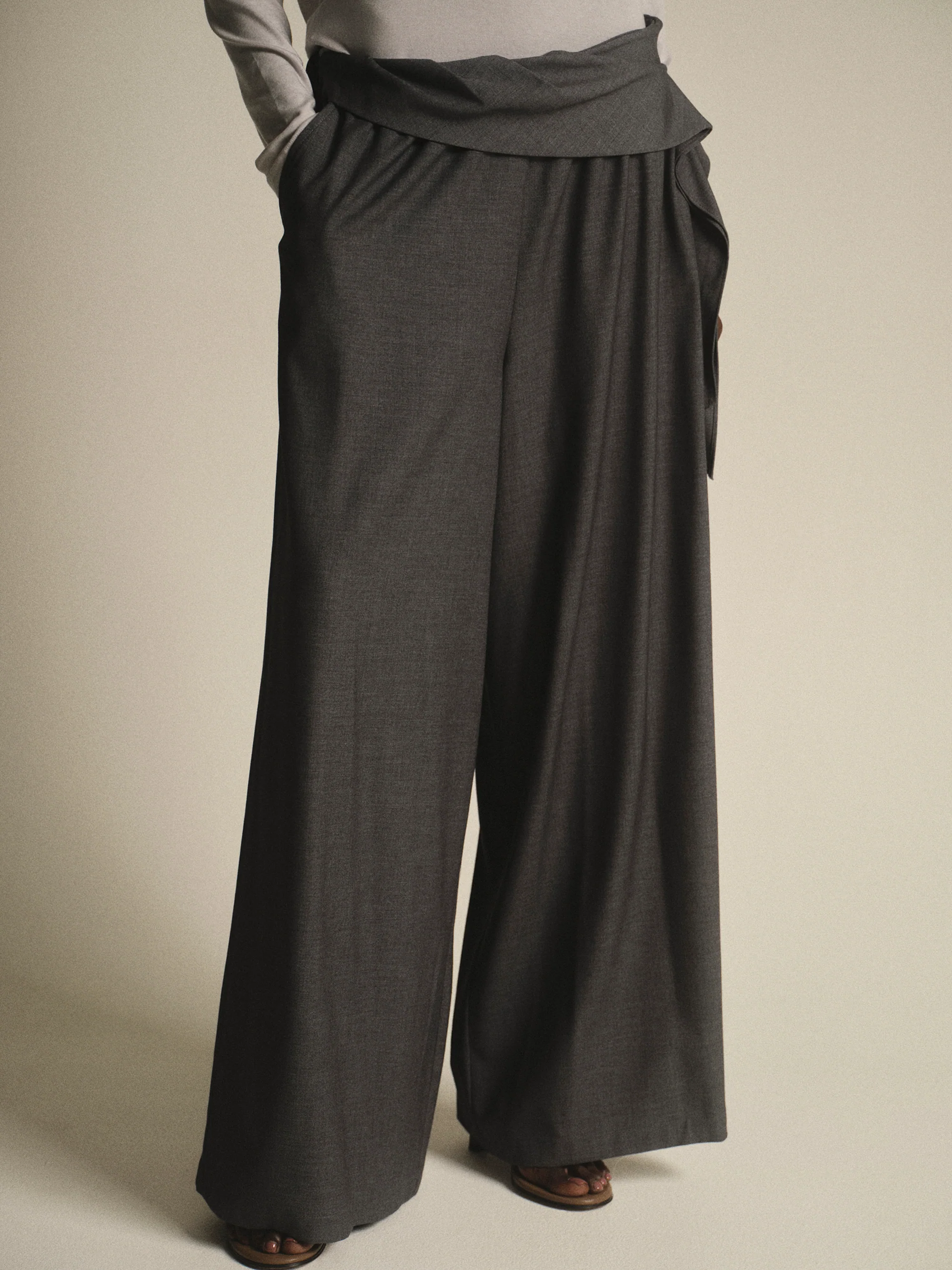 Tie-Waist Trousers, Grey