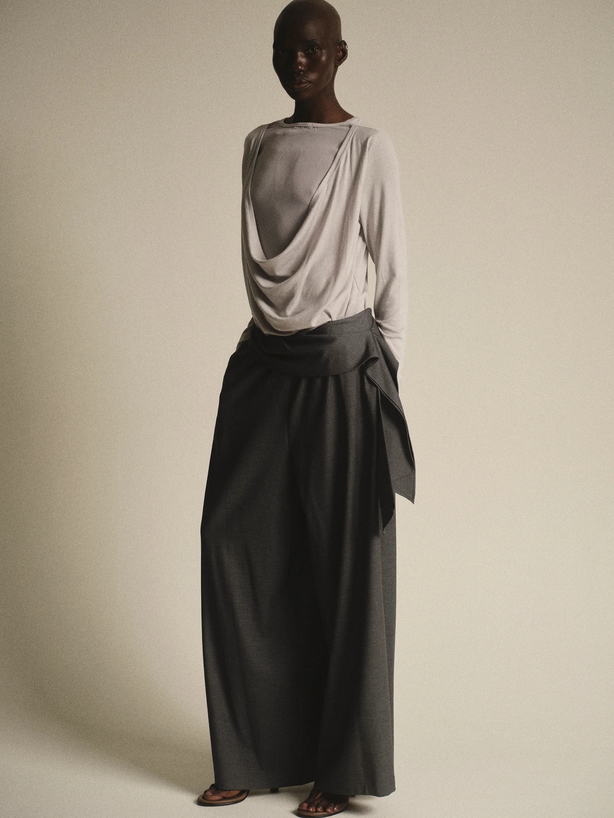 Tie-Waist Trousers, Grey - Image 3