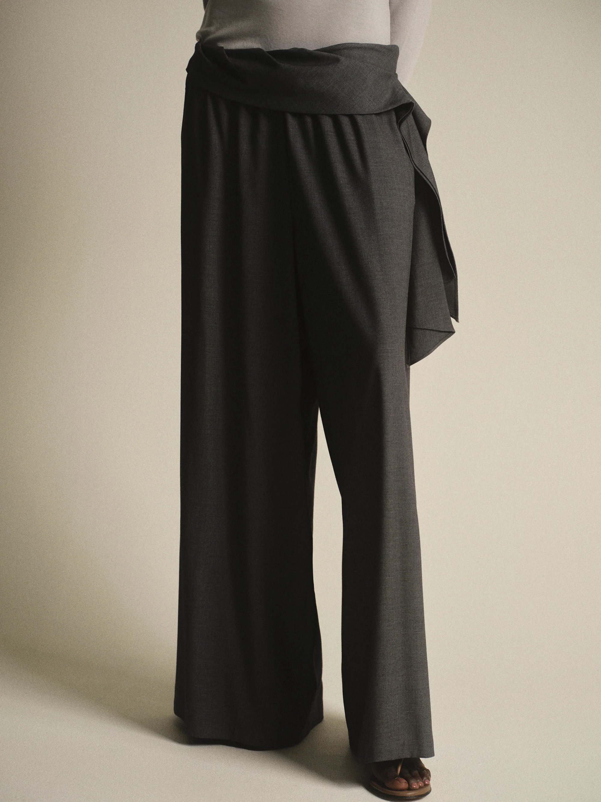 Tie-Waist Trousers, Grey - Image 4