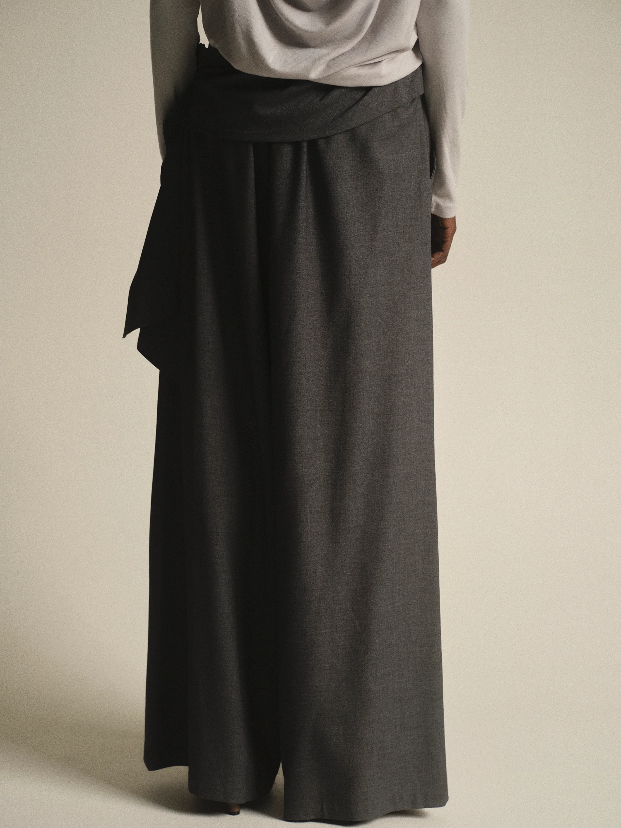 Tie-Waist Trousers, Grey - Image 5