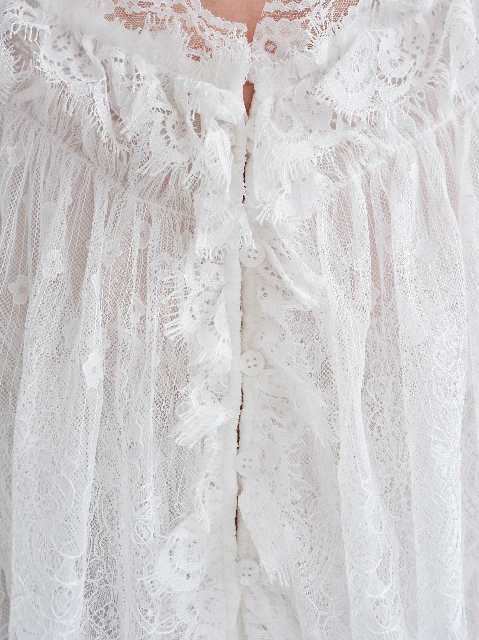 Tiered Lace Blouse, White - Image 2